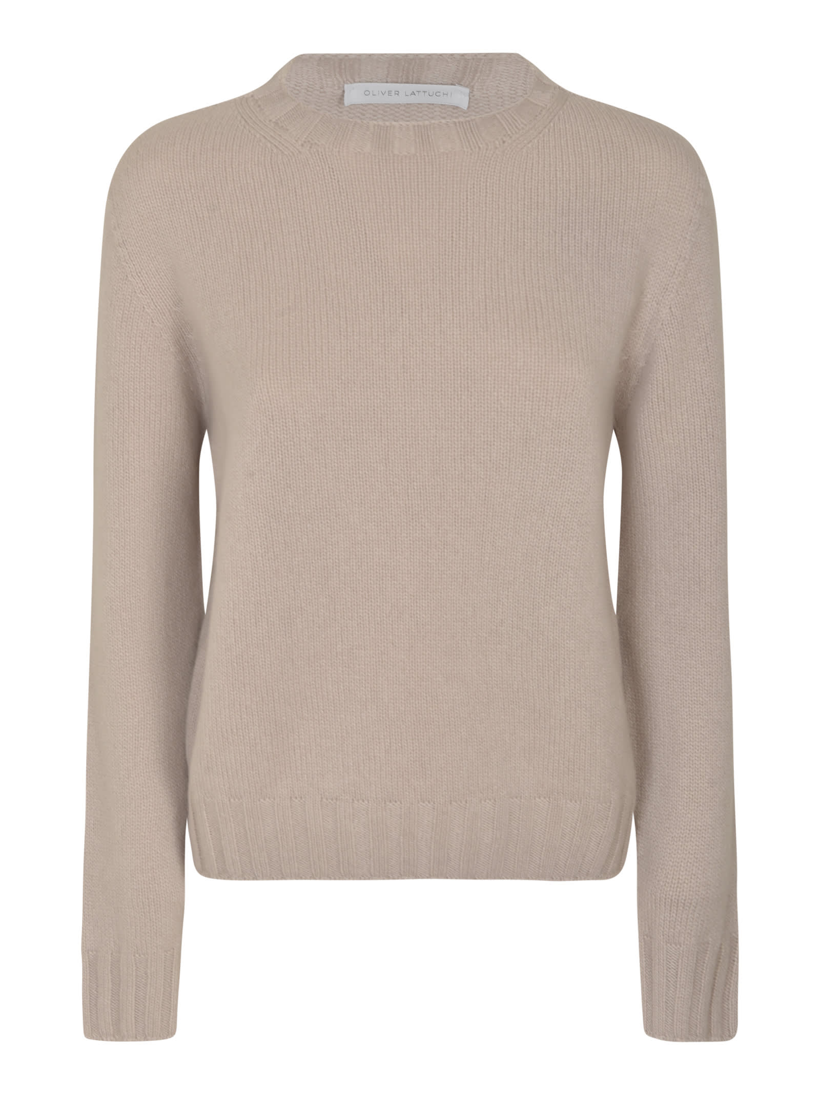 Shop Oliver Lattughi Slim Fit Rib Trim Knit Sweater In Beige