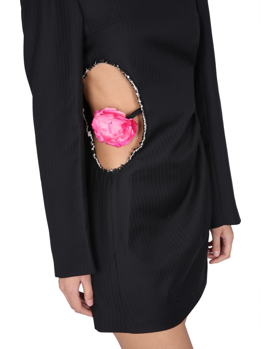 Acne Studios Textured Floral Cut-out Long Sleeve Dress In Black