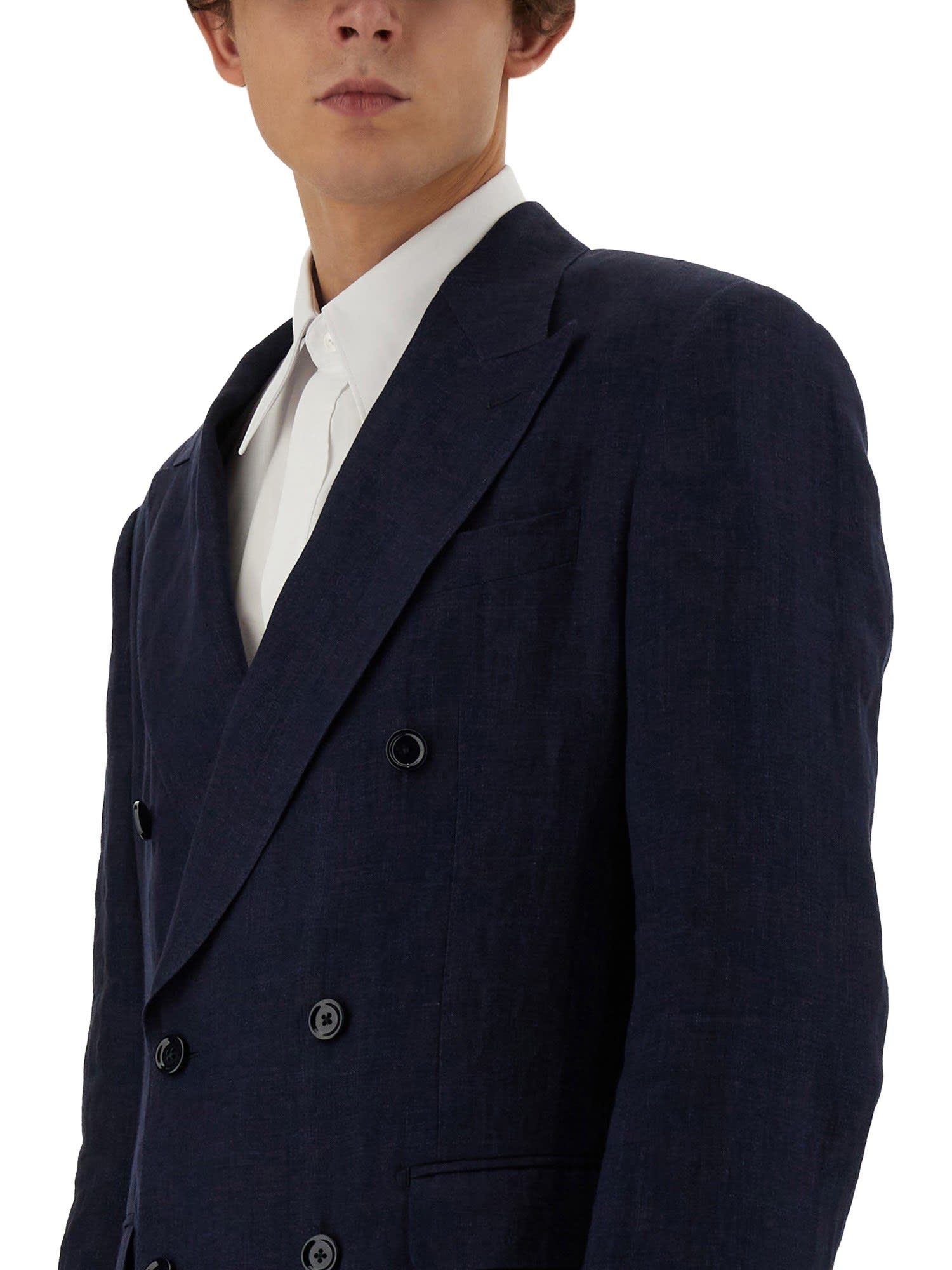 Dolce & Gabbana Double-breasted Virgin Wool Blazer In Blu