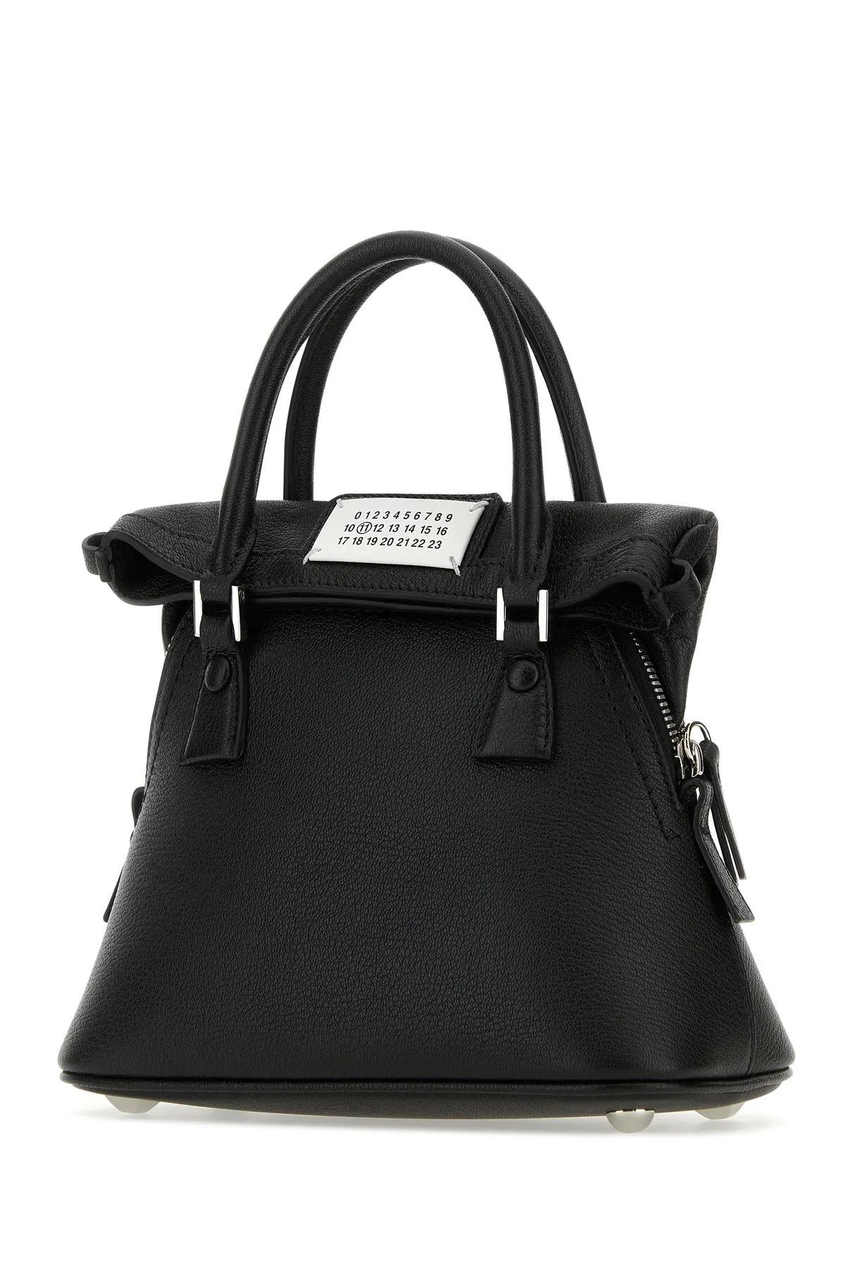 Shop Maison Margiela Black Leather Micro 5ac Handbag In Nero