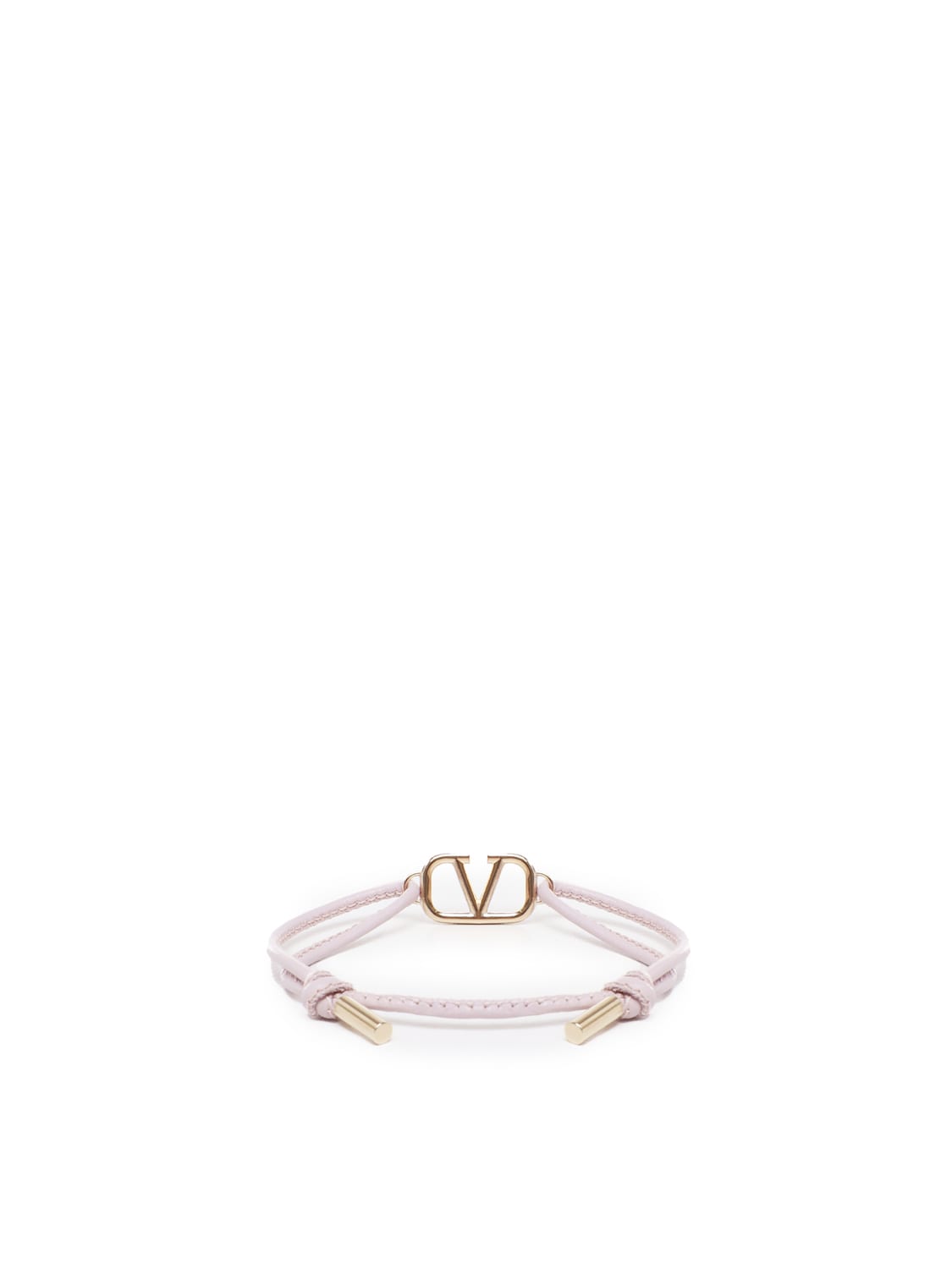 Shop Valentino Vlogo Fabric Bracelet In Pale Rose