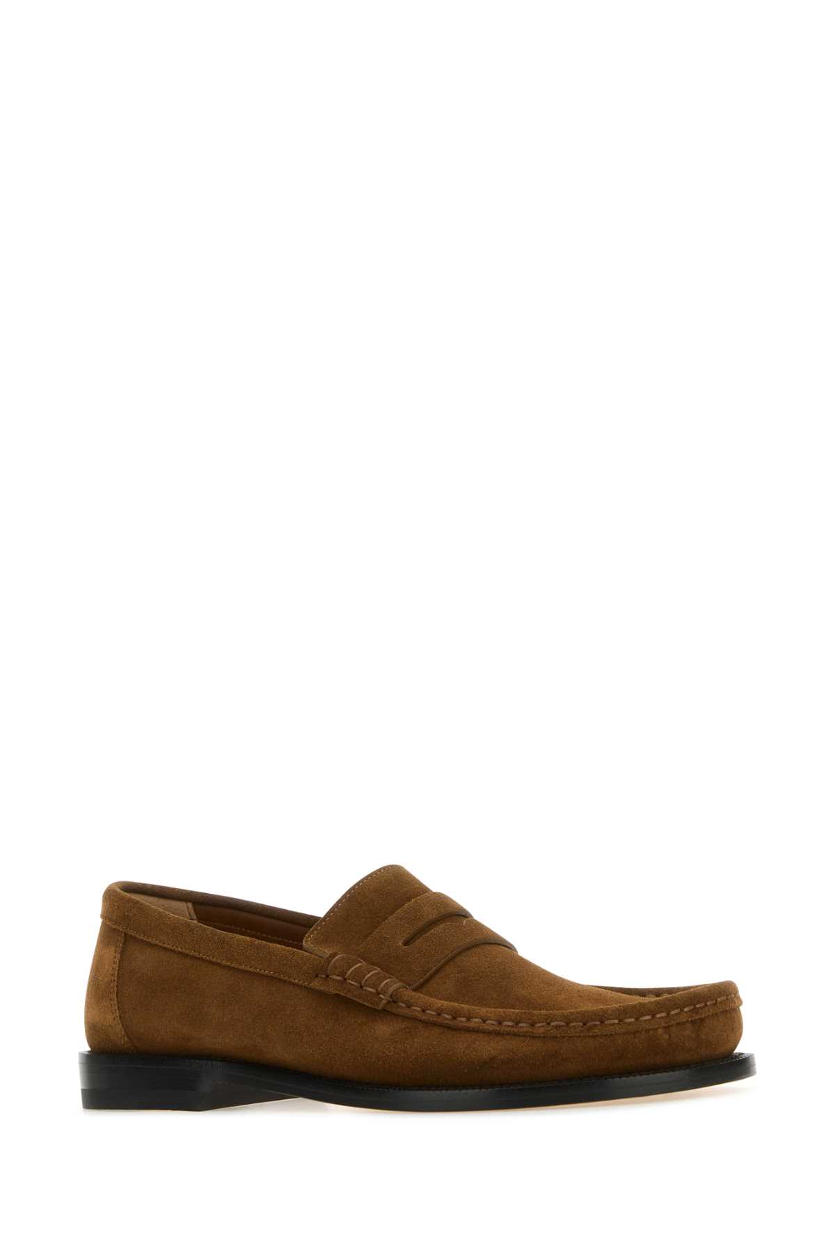 Loewe Brown Suede Campo Loafers In Tabacco