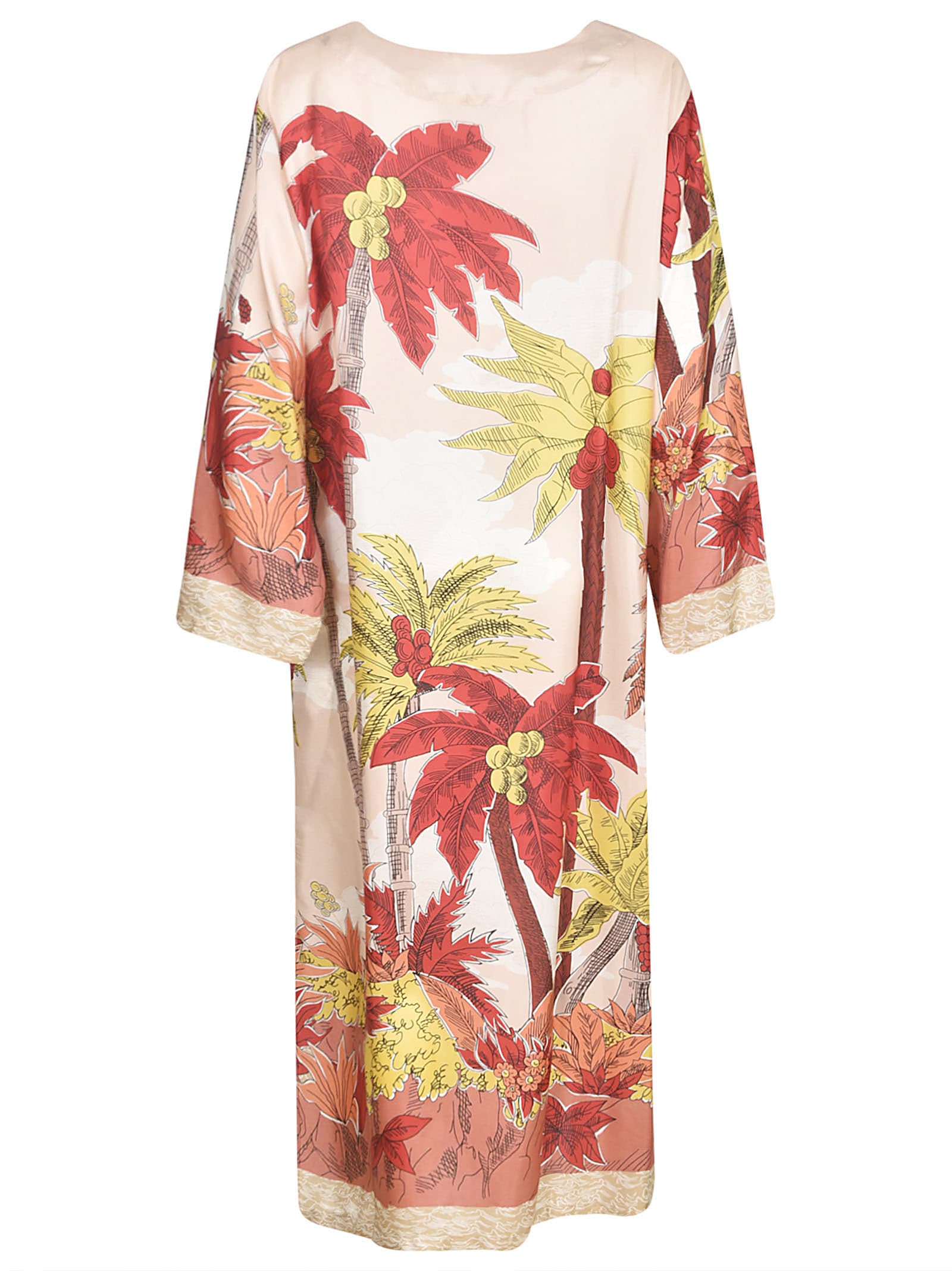 Shop P.a.r.o.s.h Tropical Print Dress In Red