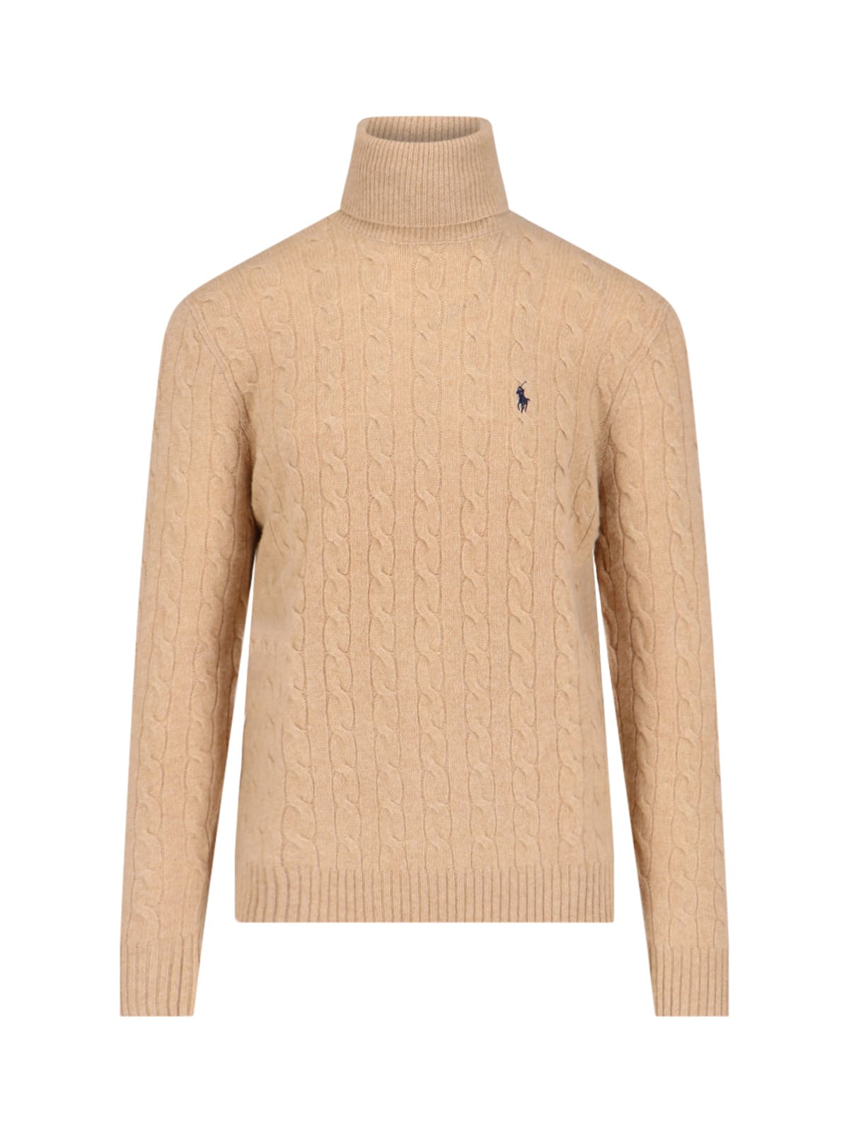 Shop Polo Ralph Lauren Logo Turtleneck Sweater In Brown