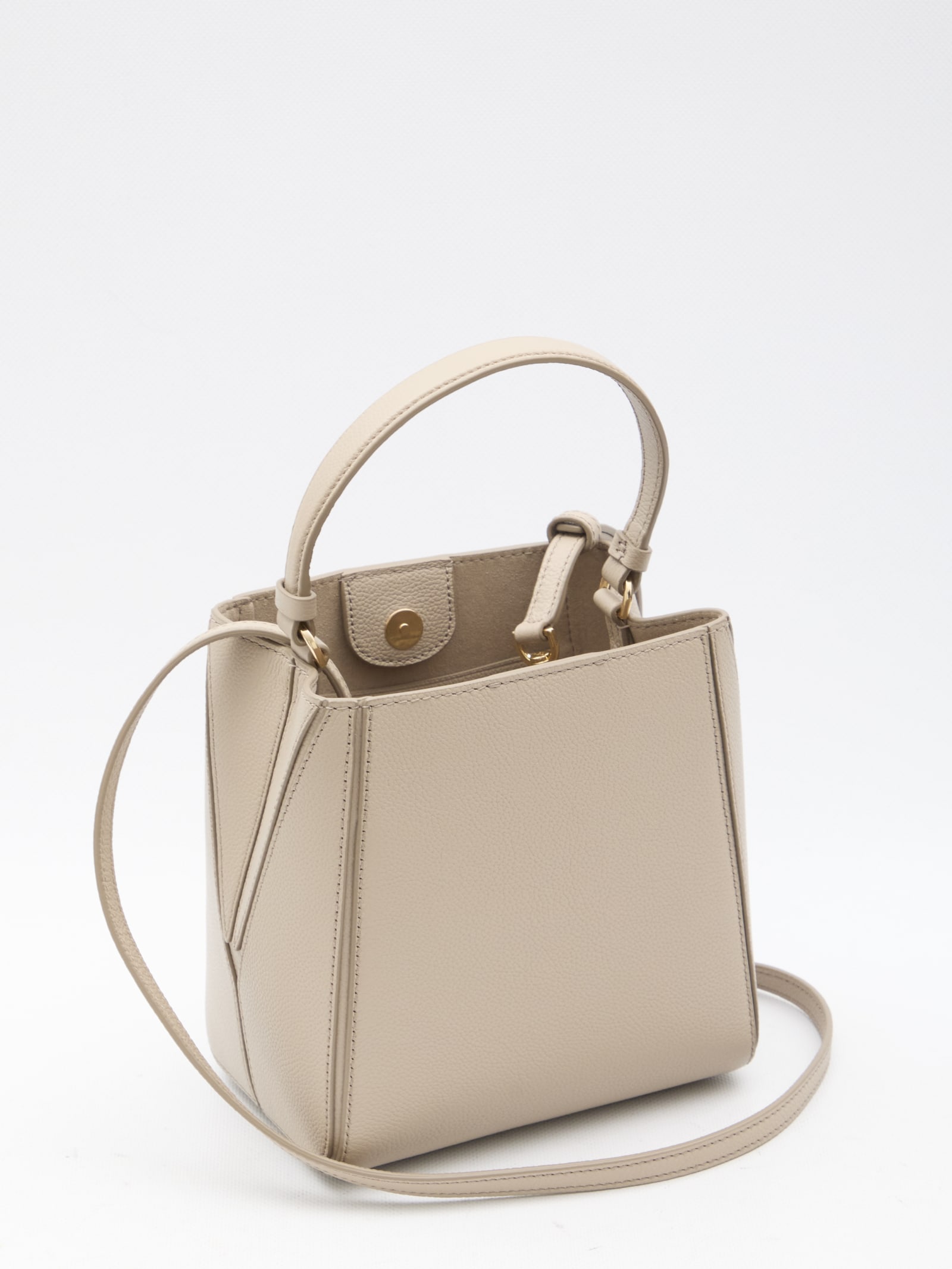 Tory Burch Mcgraw Small Bucket Bag In Beige