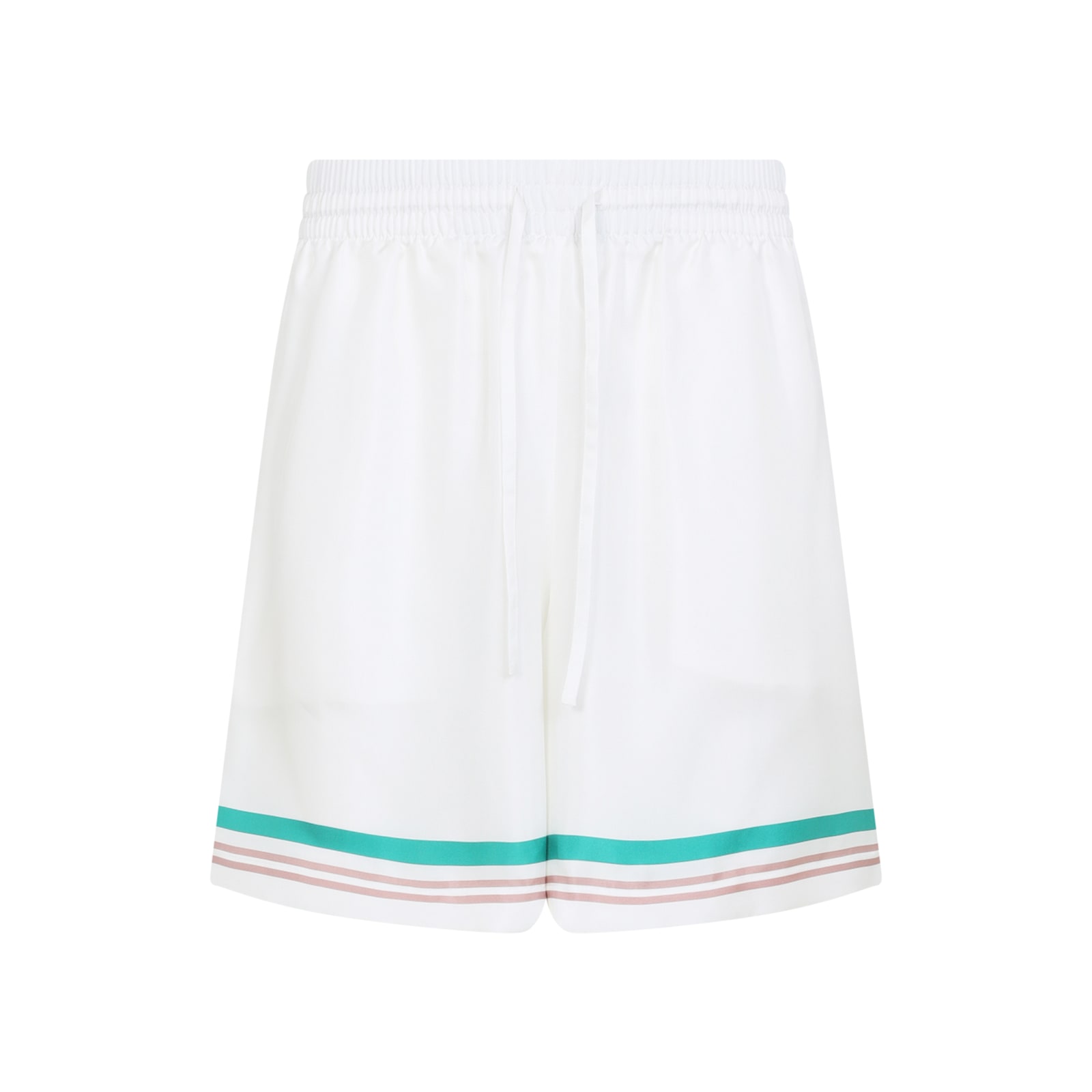 Casablanca Mens Casa Way Graphic-print Drawstring Silk Shorts In White