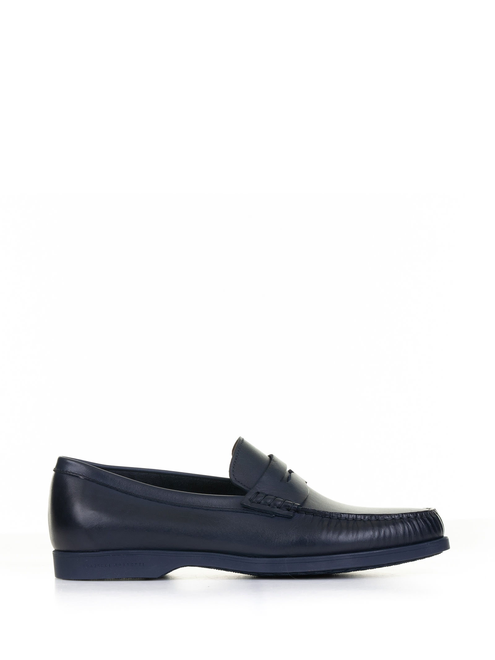 Shop Fratelli Rossetti Navy Blue Leather Loafer In Marine