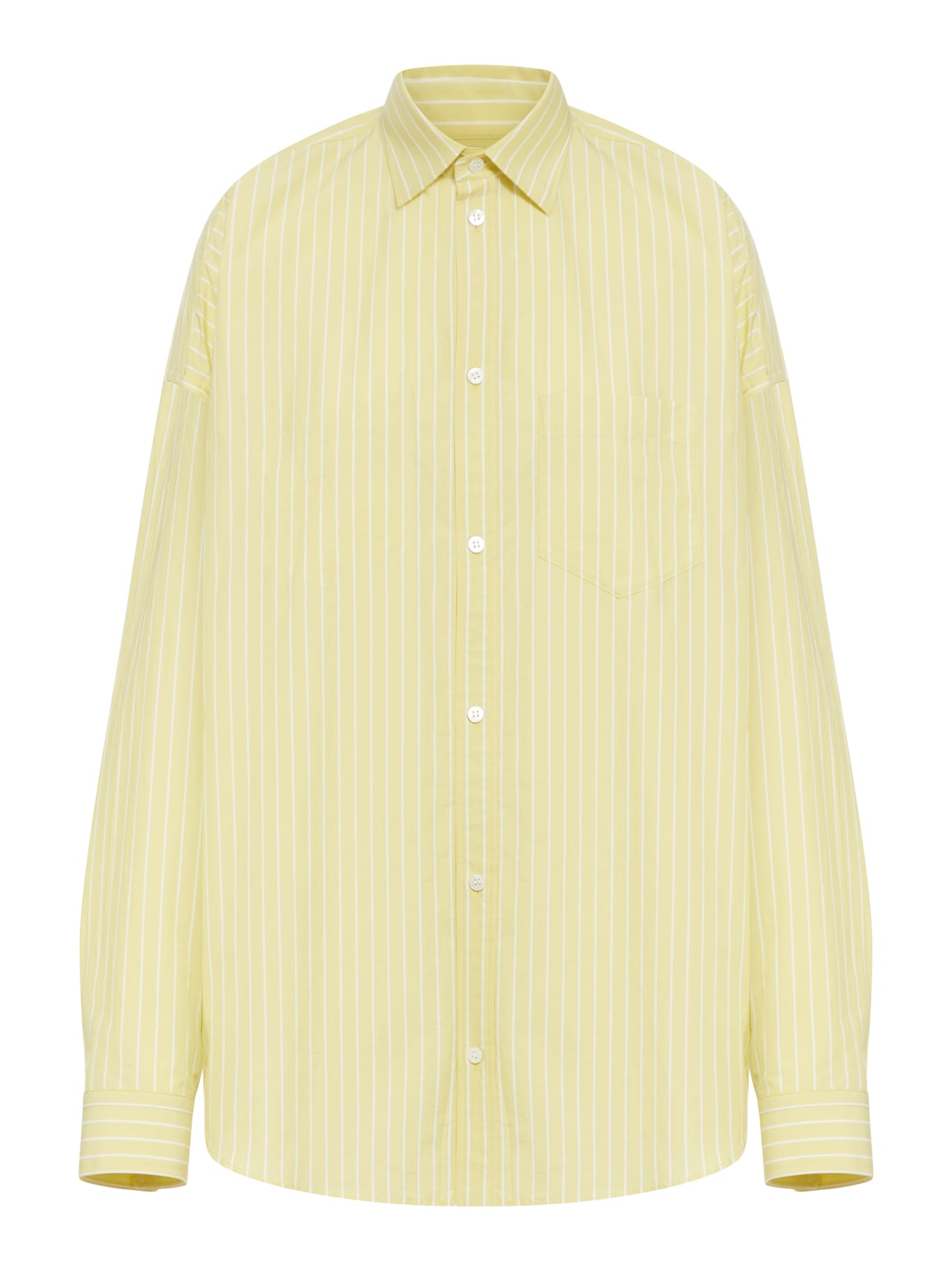 Balenciaga Cocoon Shirt Striped Poplin In Light Yellow White