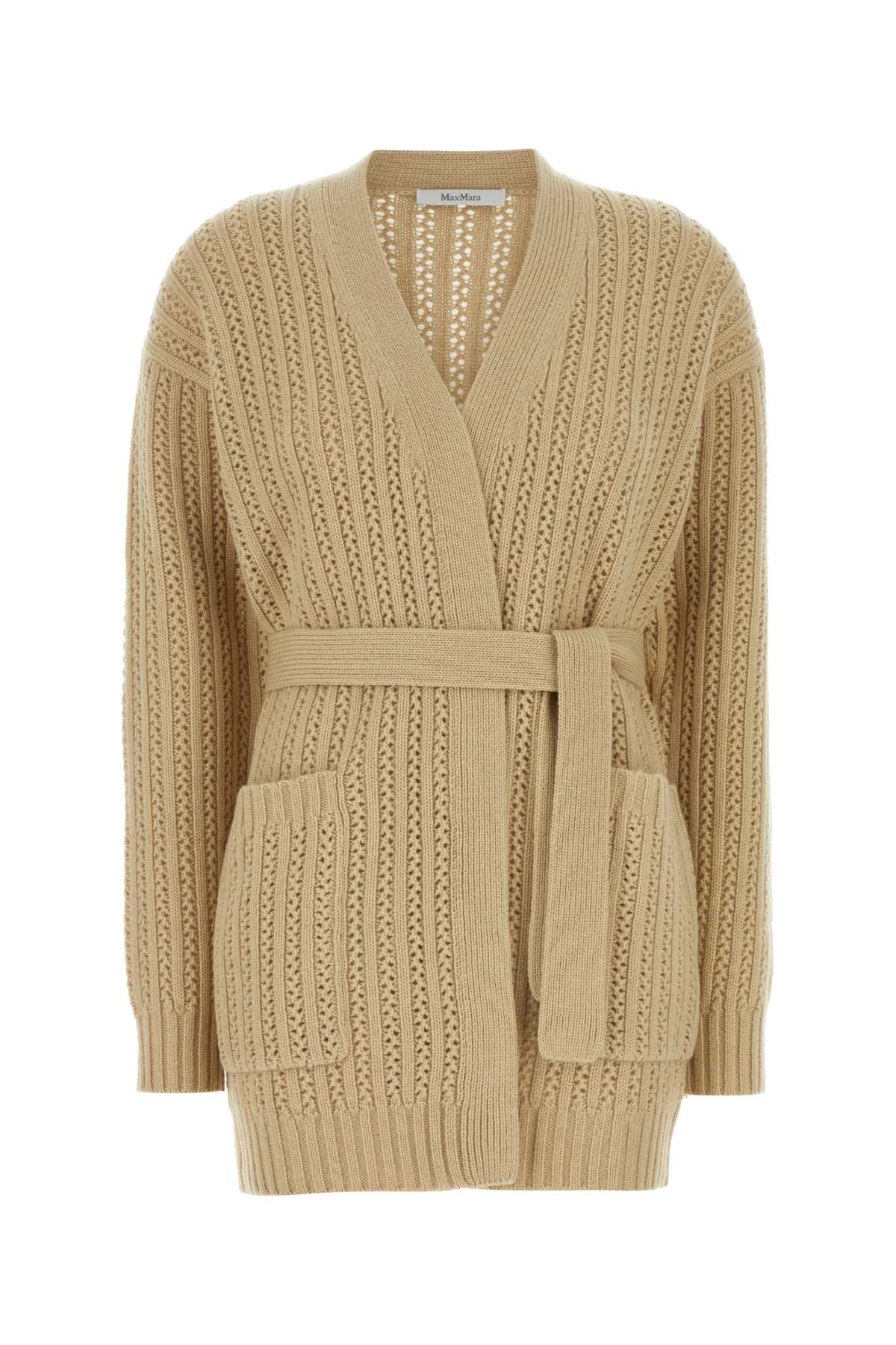 Shop Max Mara Beige Wool Blend Balzac Cardigan In Ecru