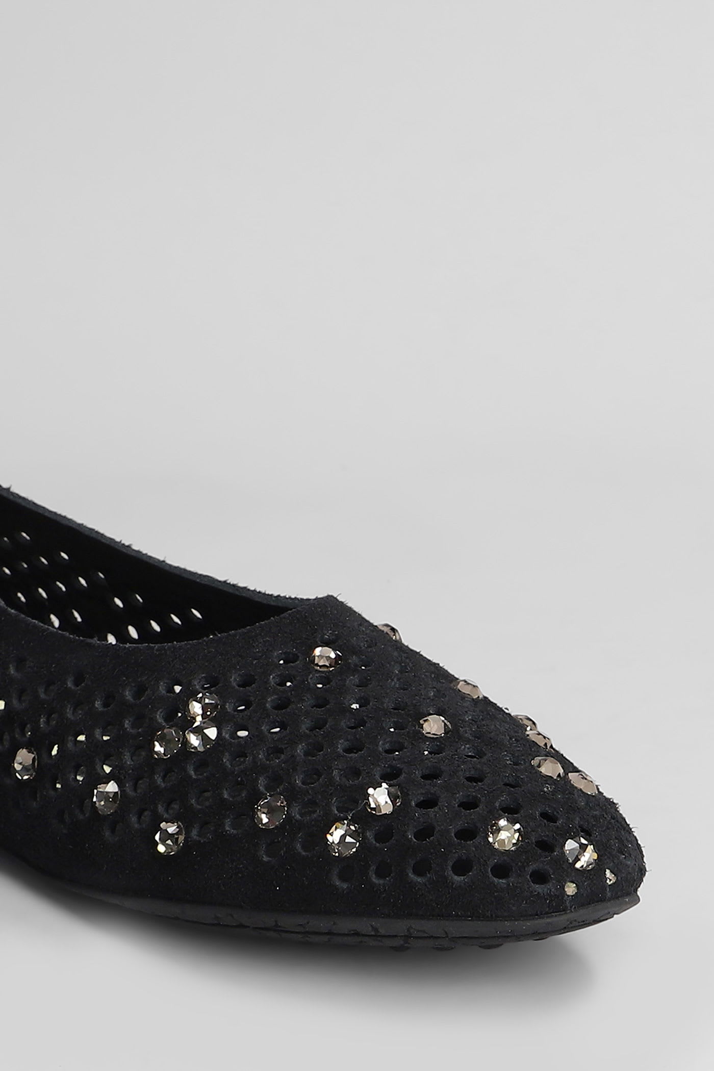 Pedro Garcia Ariane Suede Ballerina Flat In Black Castro In Black