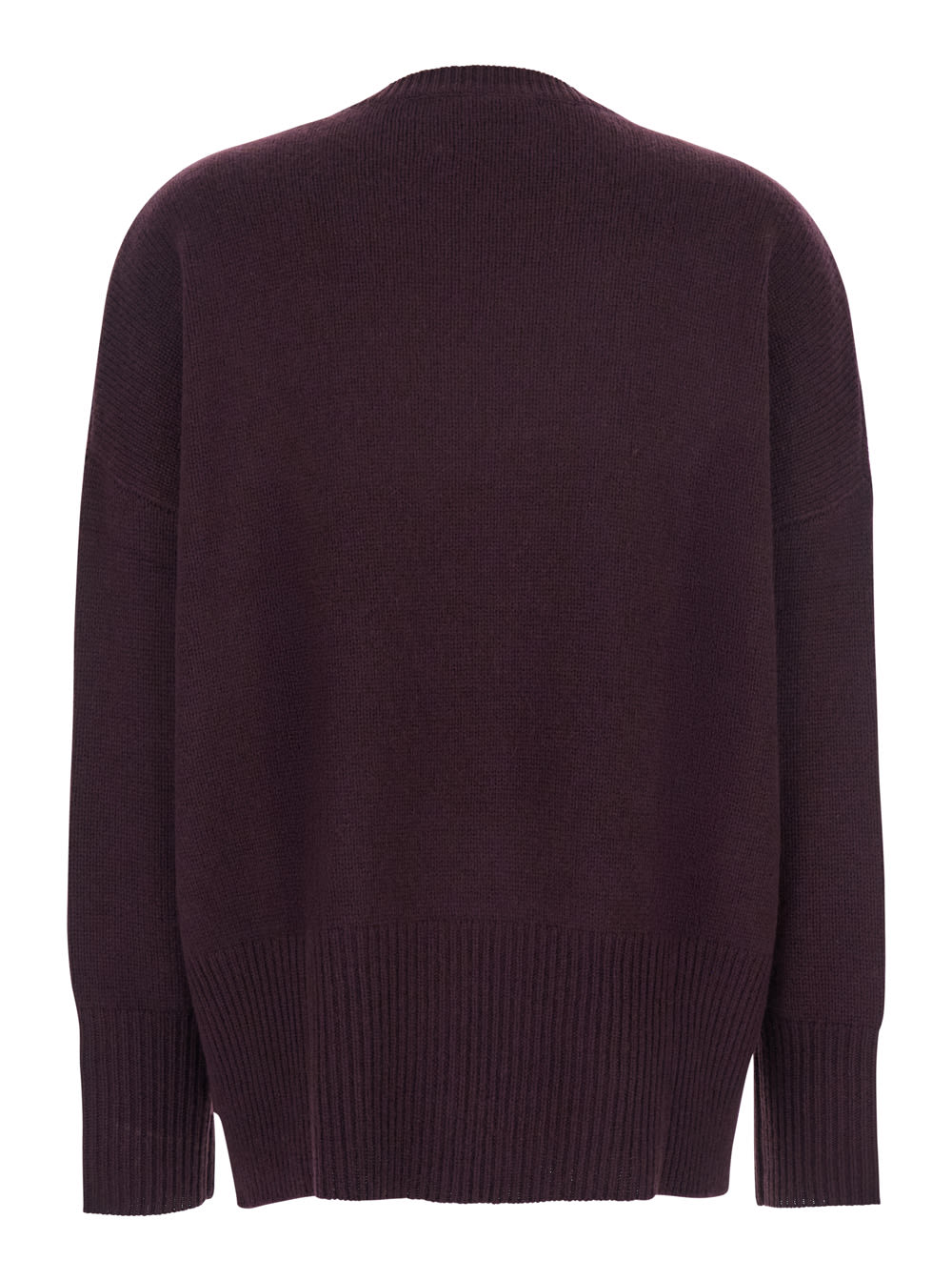 Lisa Yang Mila Bordeaux Sweater With Dropped Shoulders And Ribbed Trims In Cashmere Woman In Brown