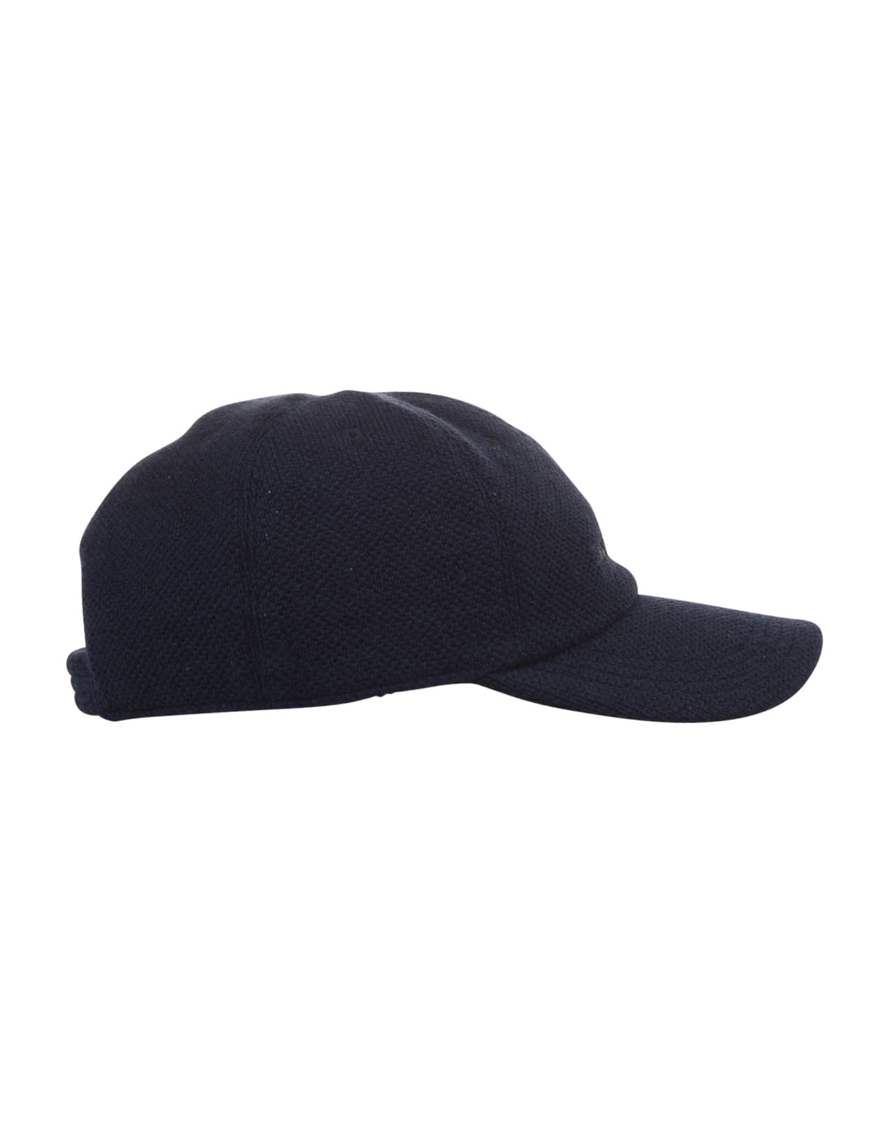 Shop Kiton Blue Cashmere Baseball Hat With Logo