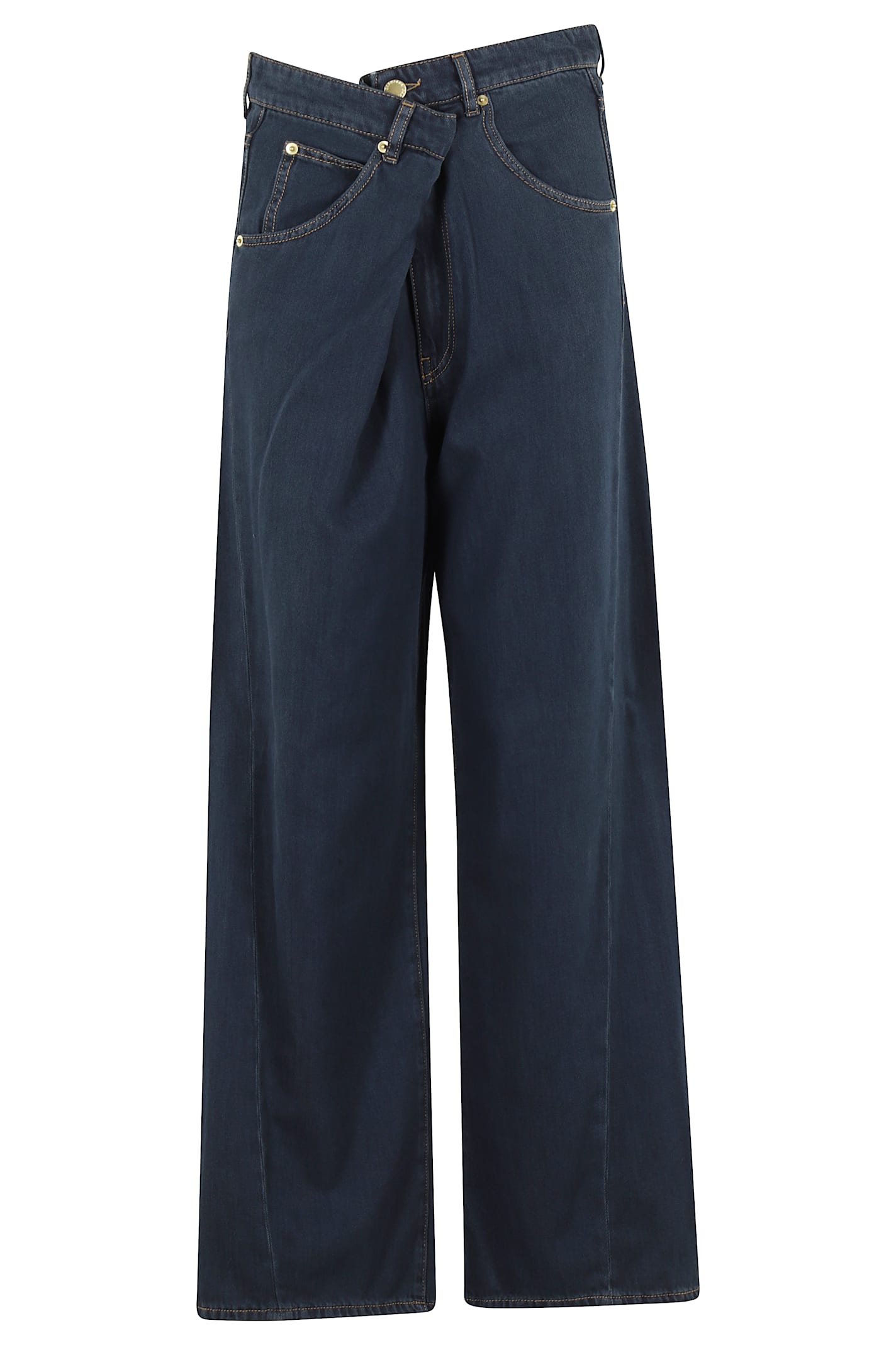 Darkpark Ines Fold Over Tencel Denim Jeans In Blue