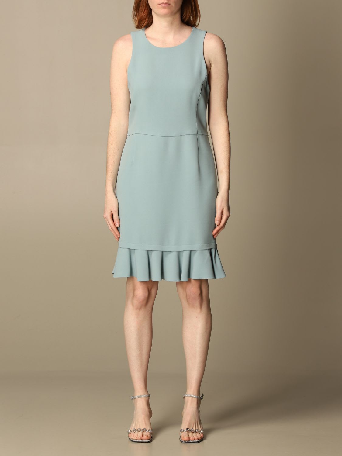 Emporio Armani Short Cady Dress In Water