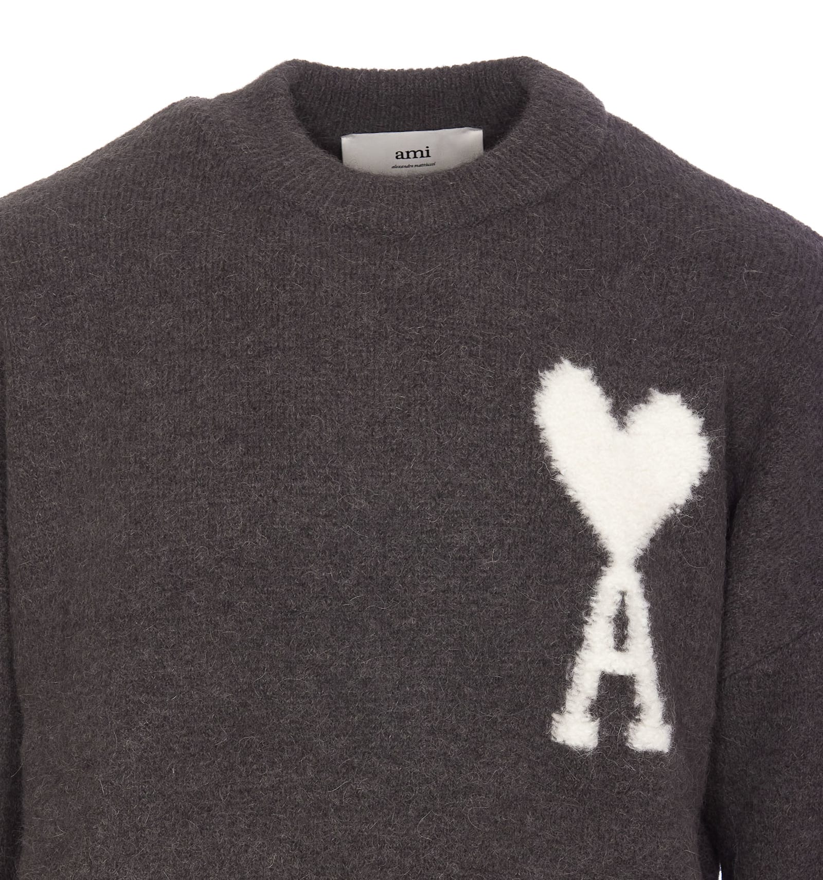 Shop Ami Alexandre Mattiussi Ami De Coeur Sweater In Grey