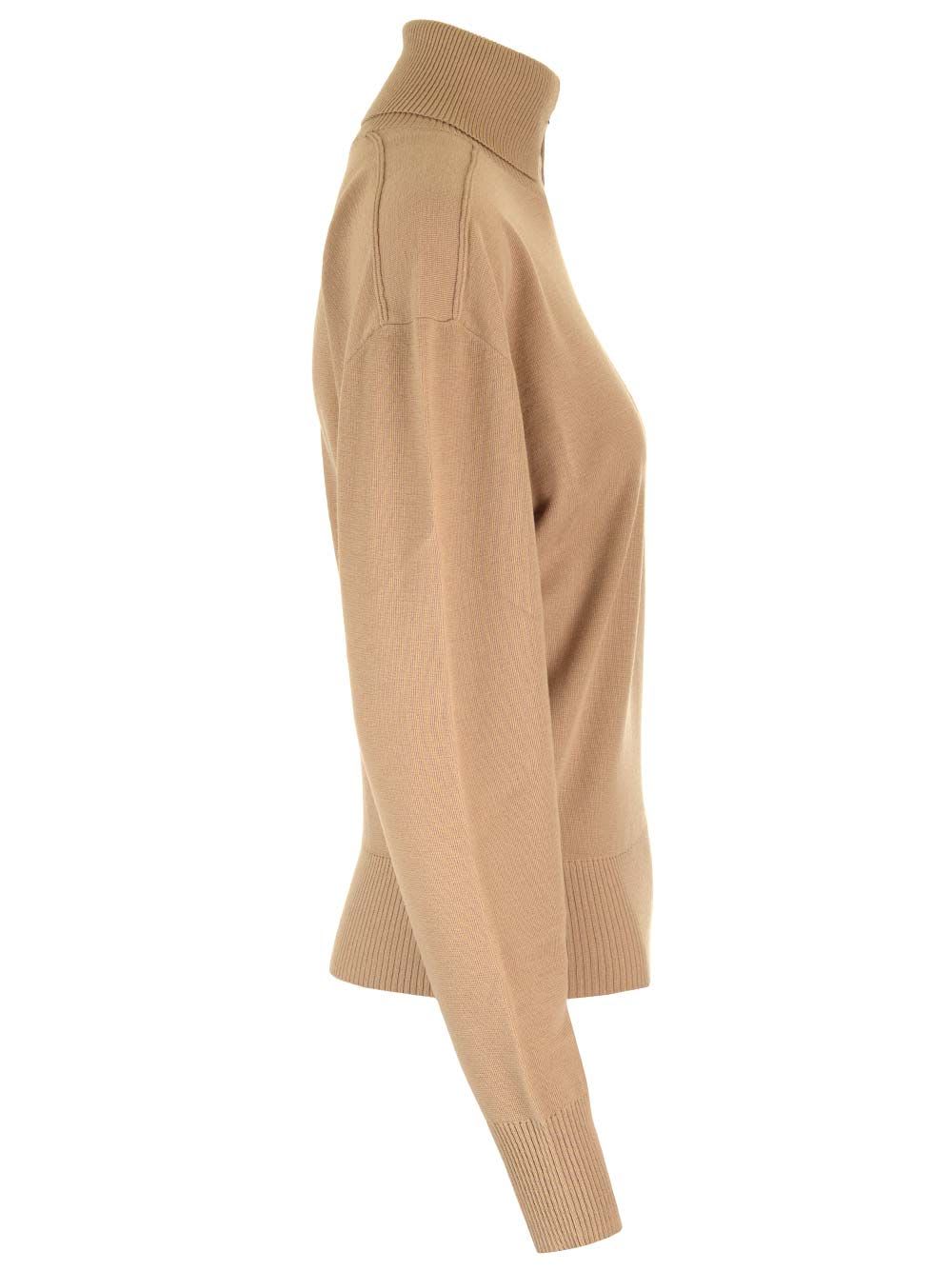 Shop Burberry Wool Turtleneck In Beige