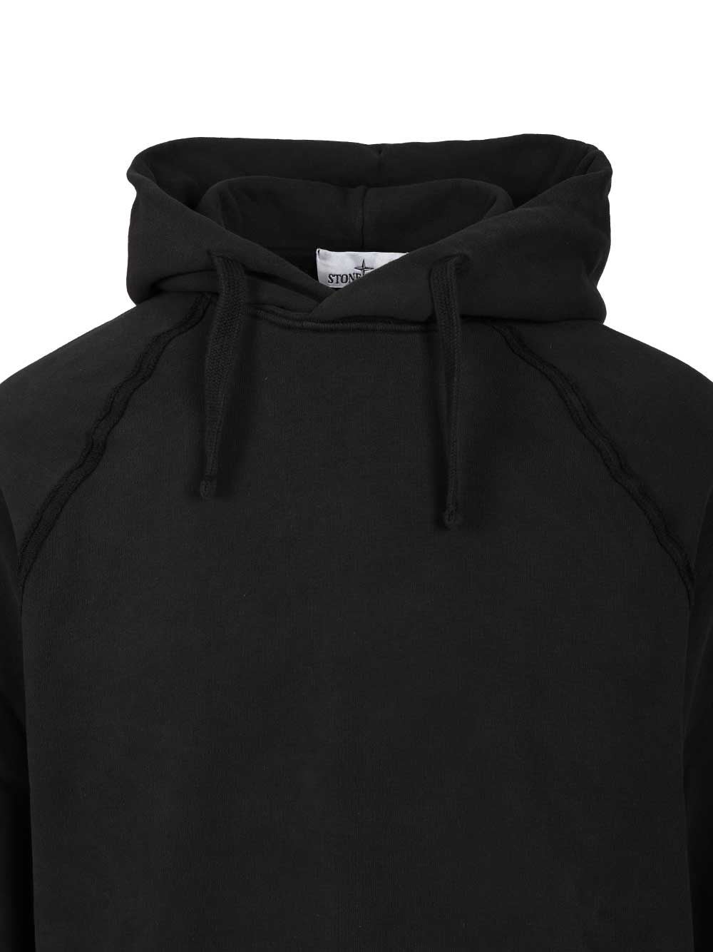 Stone Island Brushed Organic Cotton Fleece Oversized Fit Hoodie Clothing In Black