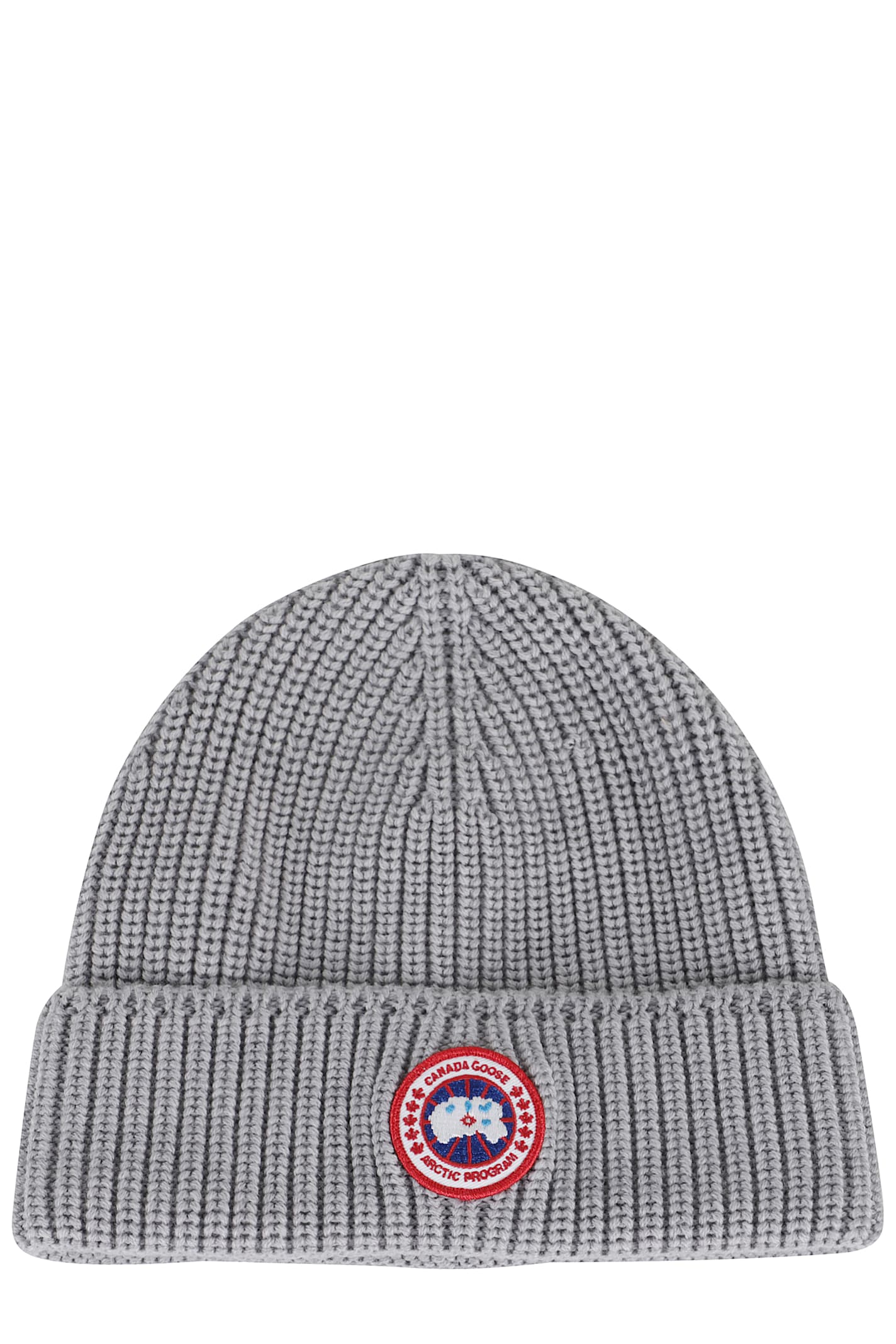 Canada Goose Ribbed Wool Toque Hat With Folded Cuff In Gray