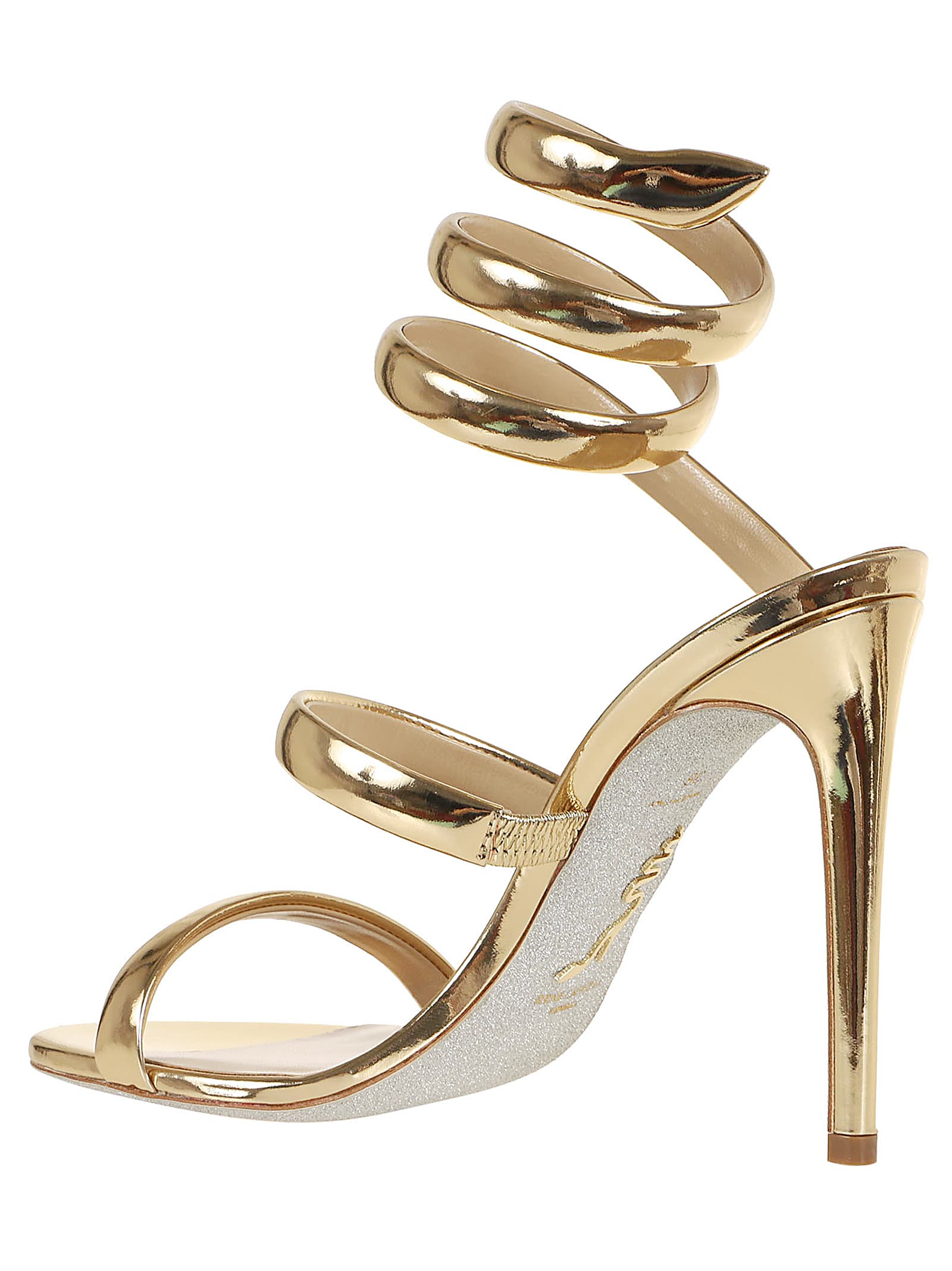 Shop René Caovilla Cleo Sandals In Gold Calf