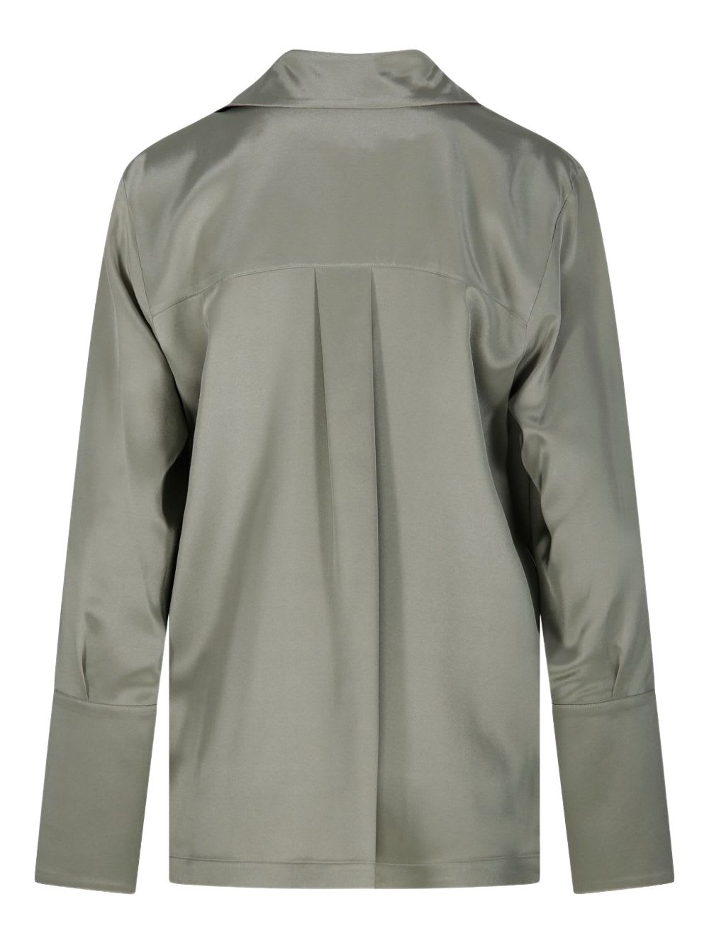 Max Mara Relaxed-fit Blouse With Classic Collar And Unique Cuffs In Gray