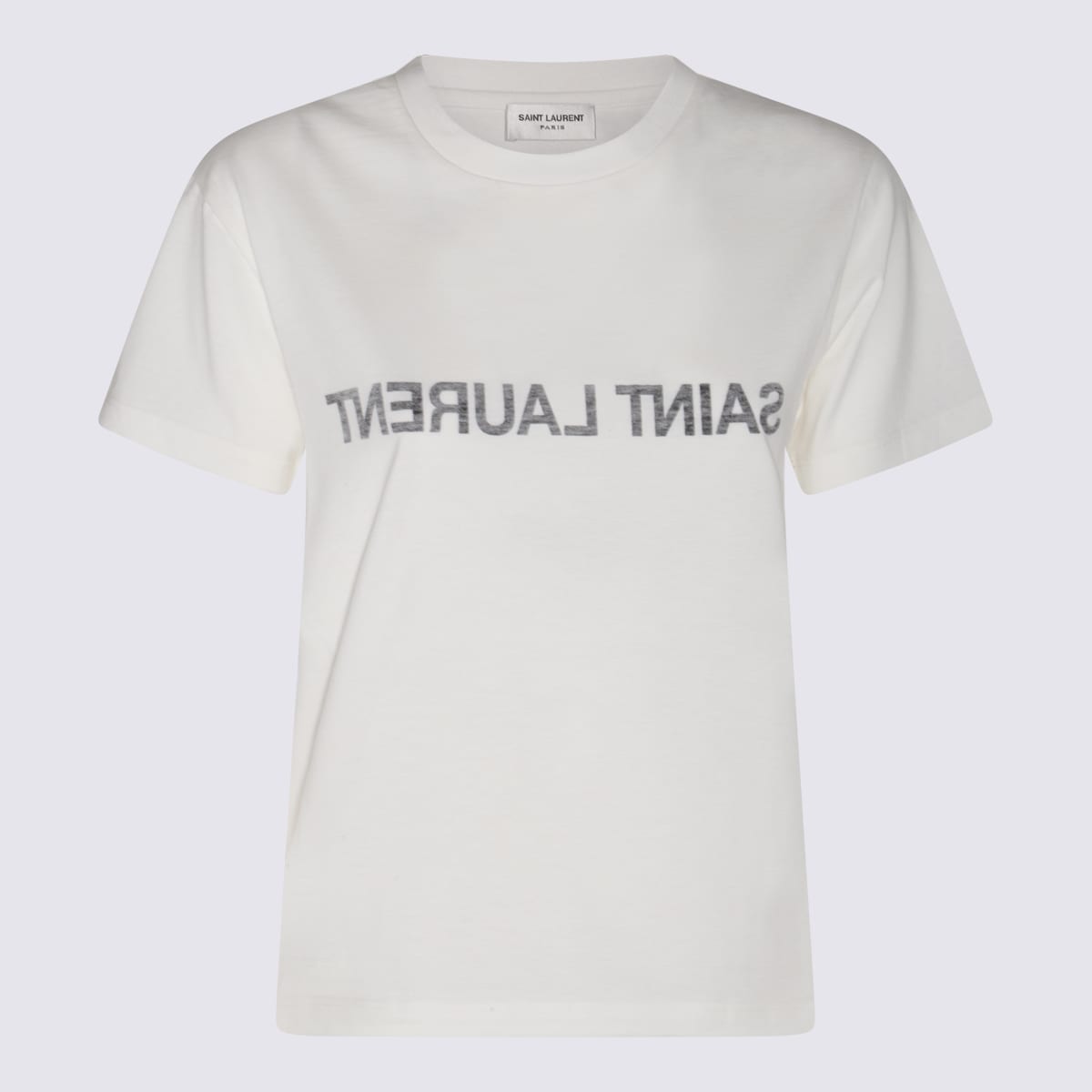 Shop Saint Laurent White Cotton T-shirt In Naturel/noir