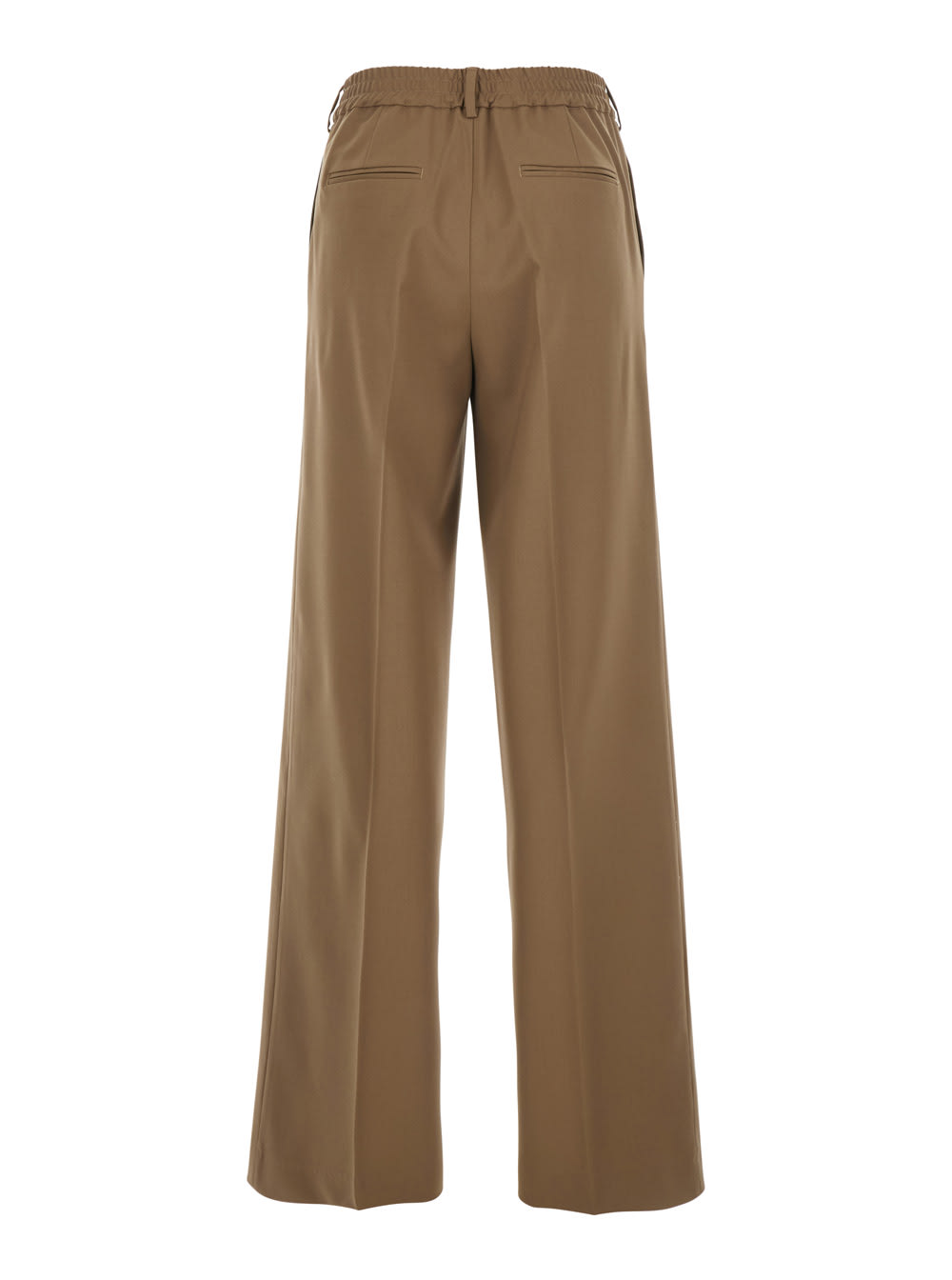 Pt Torino Lorenza Half Elasticated Belt Pants In Brown