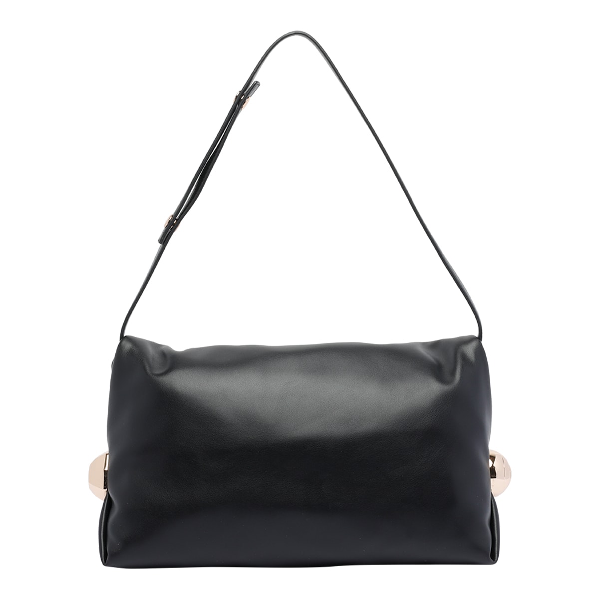 Liu •jo Black Clutch With Sophisticated Ruched Texture In Metallic