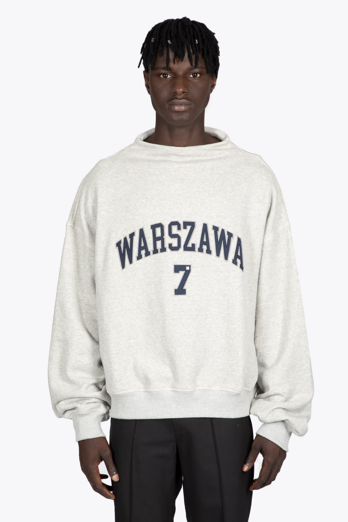 MISBHV Warszawa Mockneck Melange grey mockneck sweatshirt