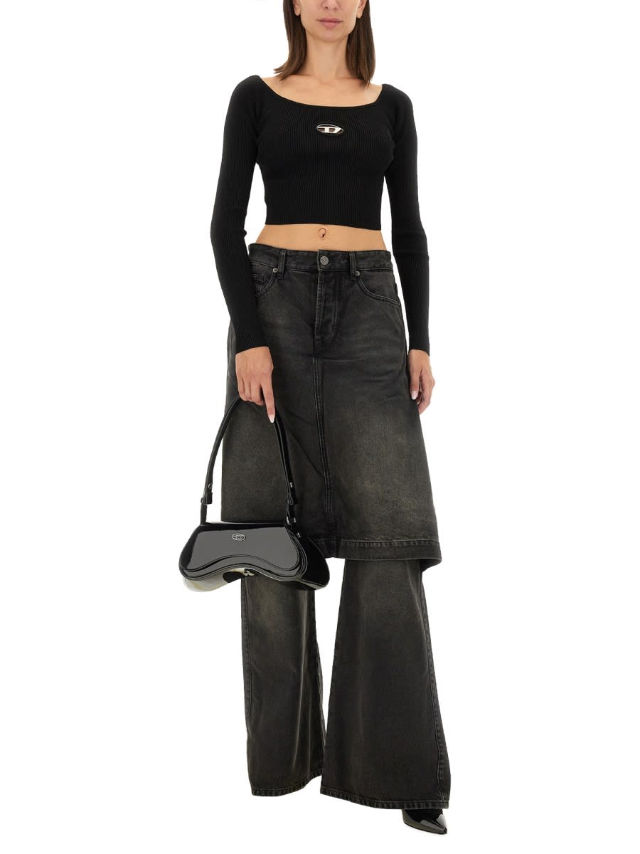 Shop Diesel M-vera-ls Crop Cut Out Top In Black