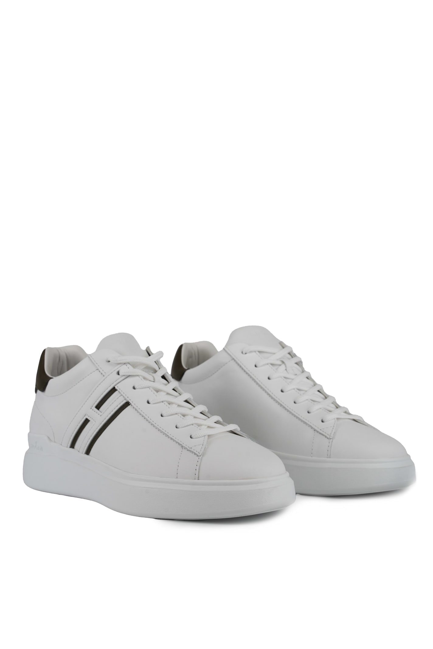 Shop Hogan H580 Leather Sneakers In Bianco