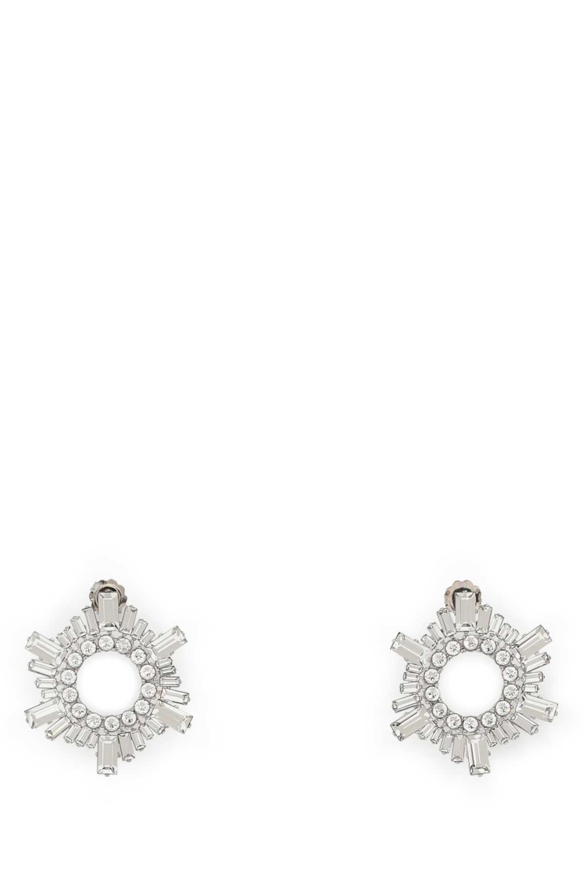 Shop Amina Muaddi Embellished Metal Mini Begum Earrings In Whicrysil