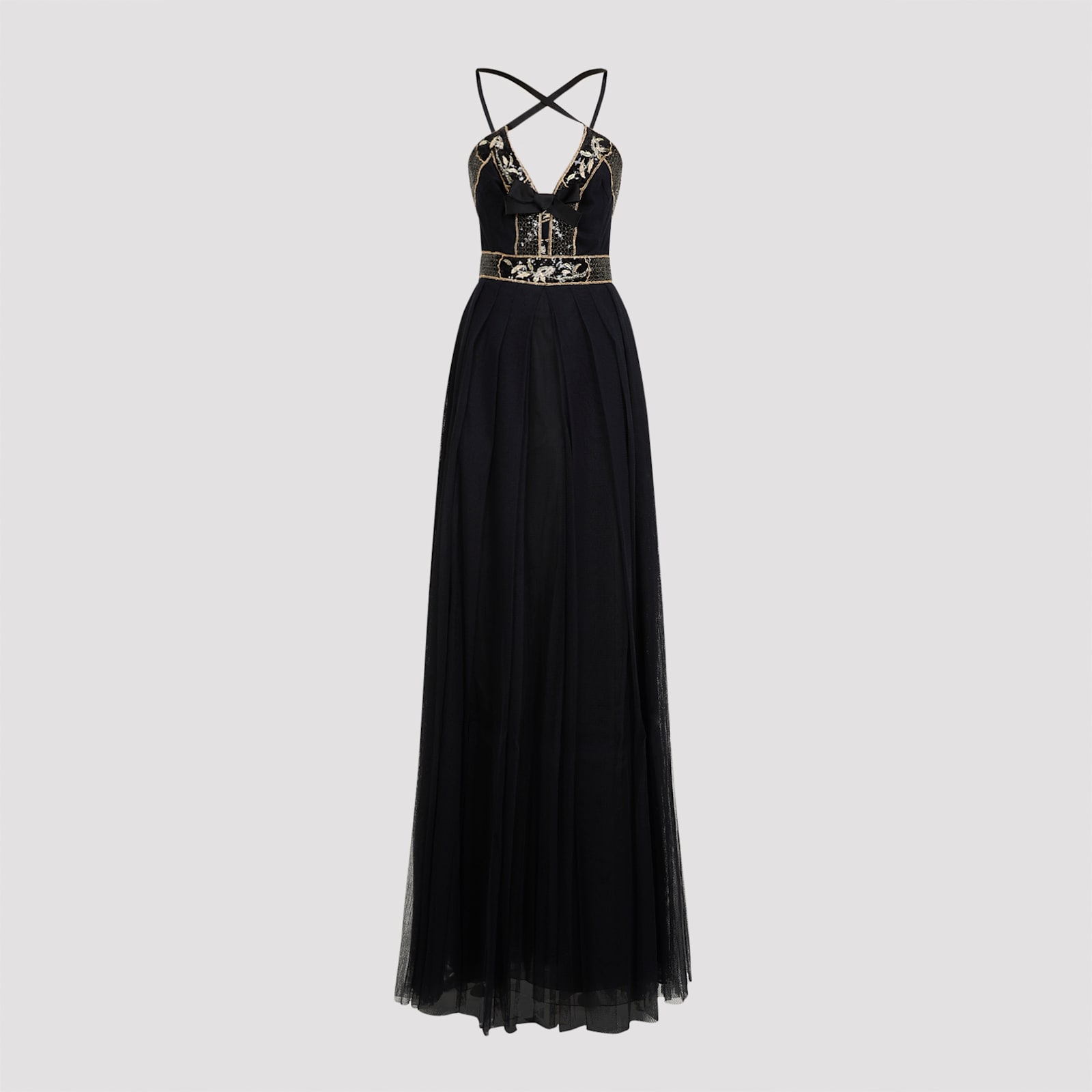 Shop Giambattista Valli Silk Long Dress In Black