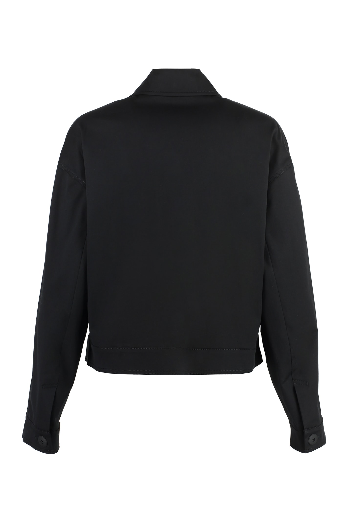 Shop Max Mara Baffo Button-front Cotton Jacket In Black