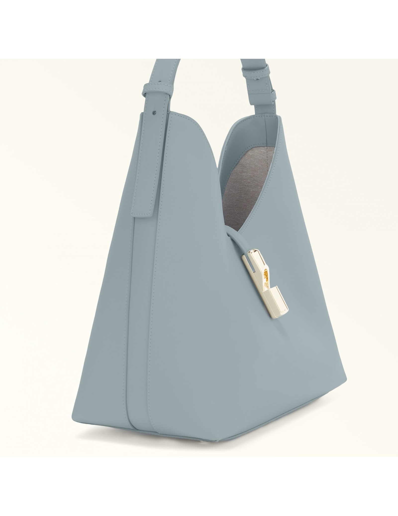 Furla Hobo Bag Goccia M In Leather In Nuvola
