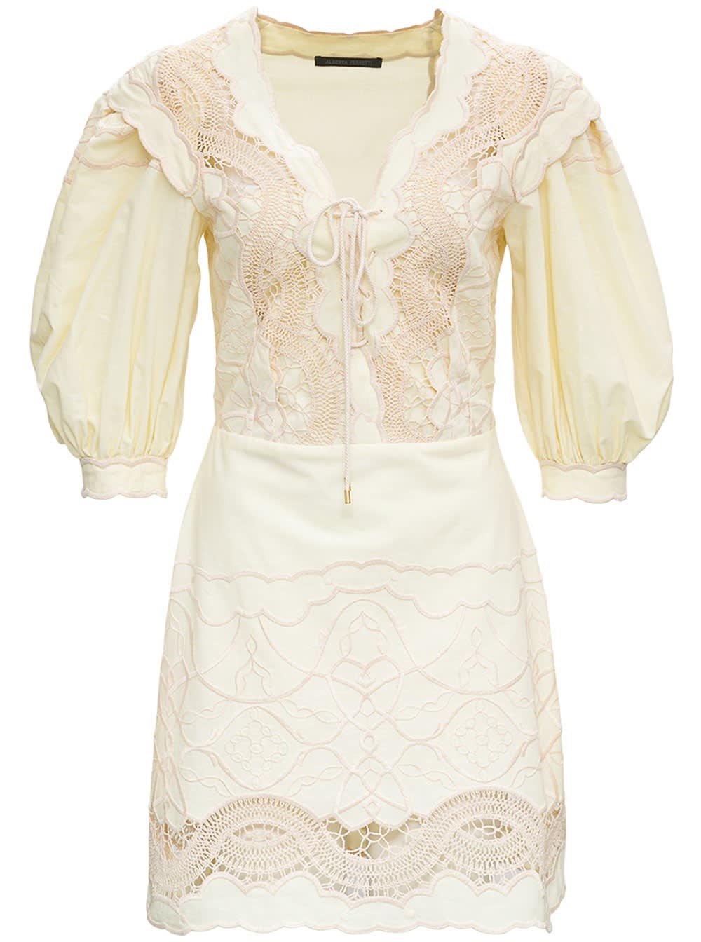 Alberta Ferretti Yellow Cotton Chambray Dress