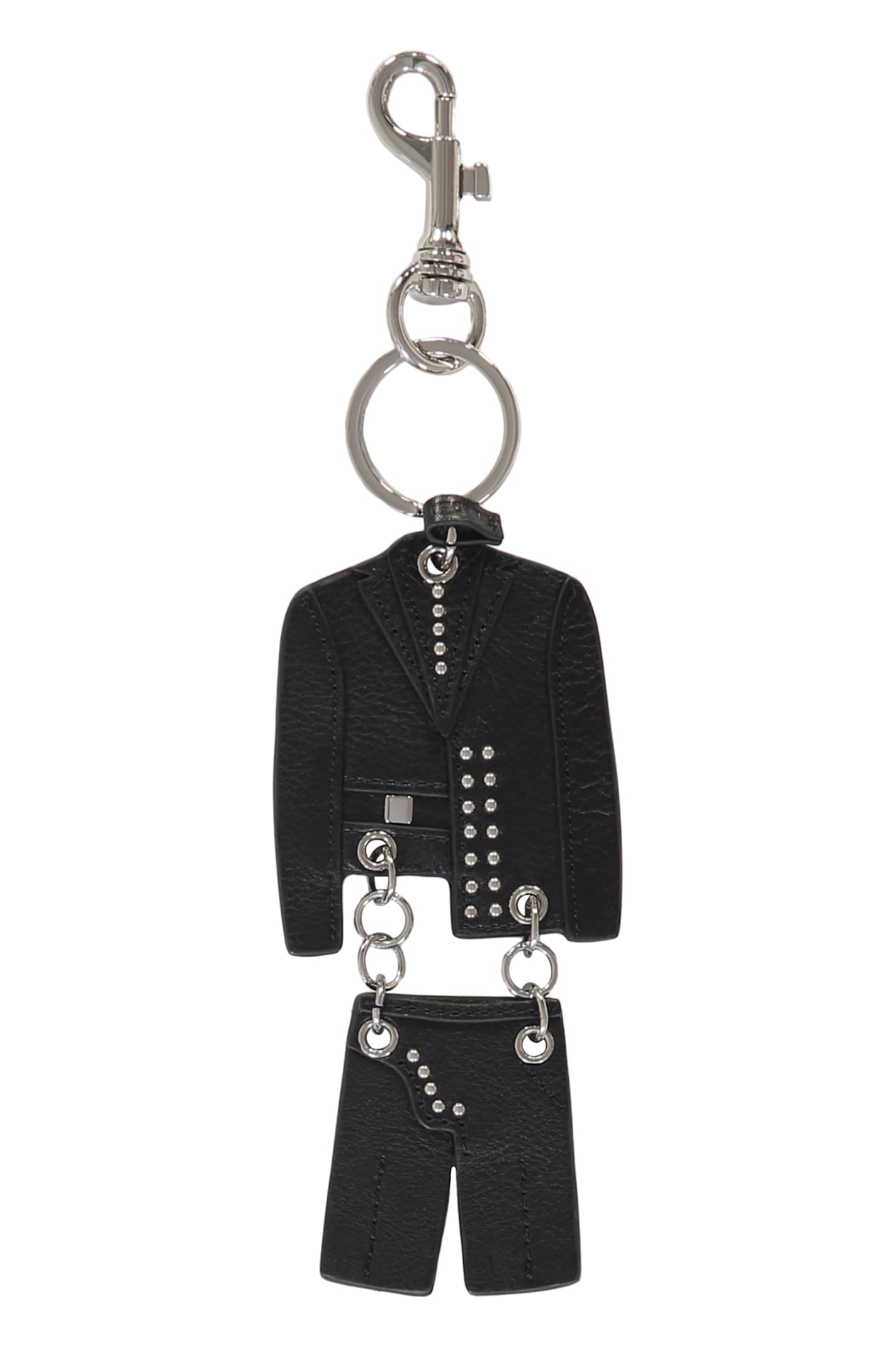 Versus Leather Keyring In Black