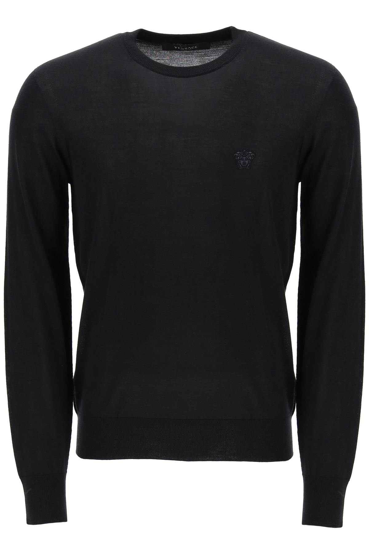 Shop Versace Pullover With Medusa Embroidery In Black (black)