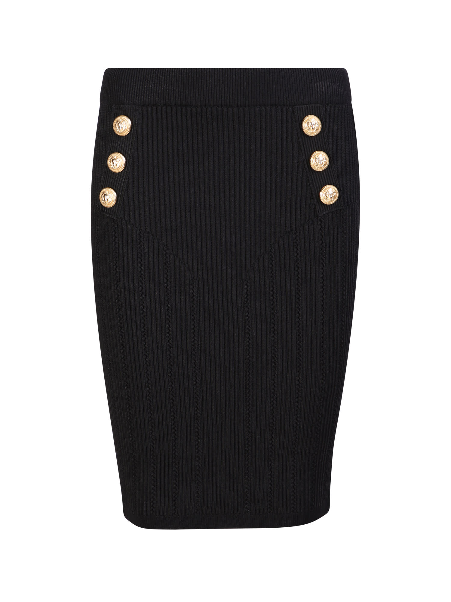 Balmain High-waisted Knitted Skirt In Black