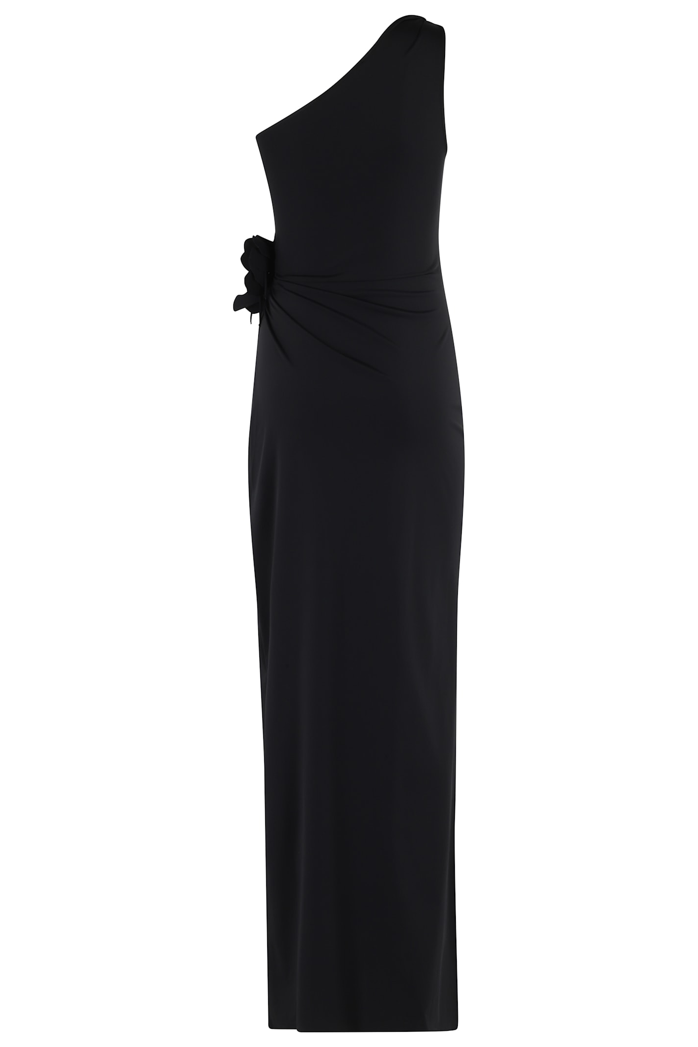 Coperni Flower Gown With Asymmetric Petal Knots In Black