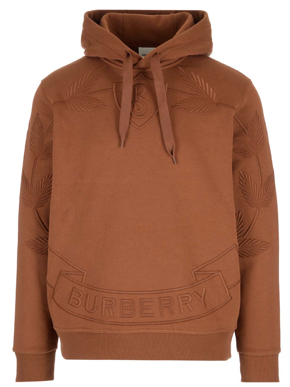 BURBERRY BROWN HOODIE WITH EMBROIDERED LOGO