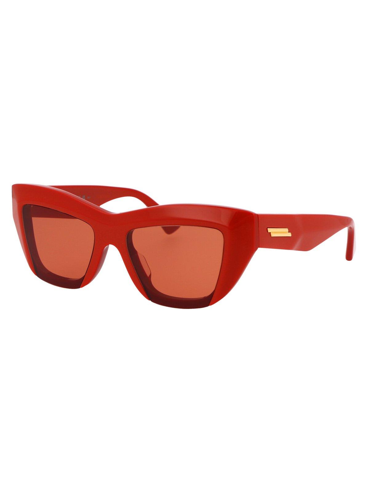 Shop Bottega Veneta Rectangle Frame Sunglasses In 004 Orange Orange Orange