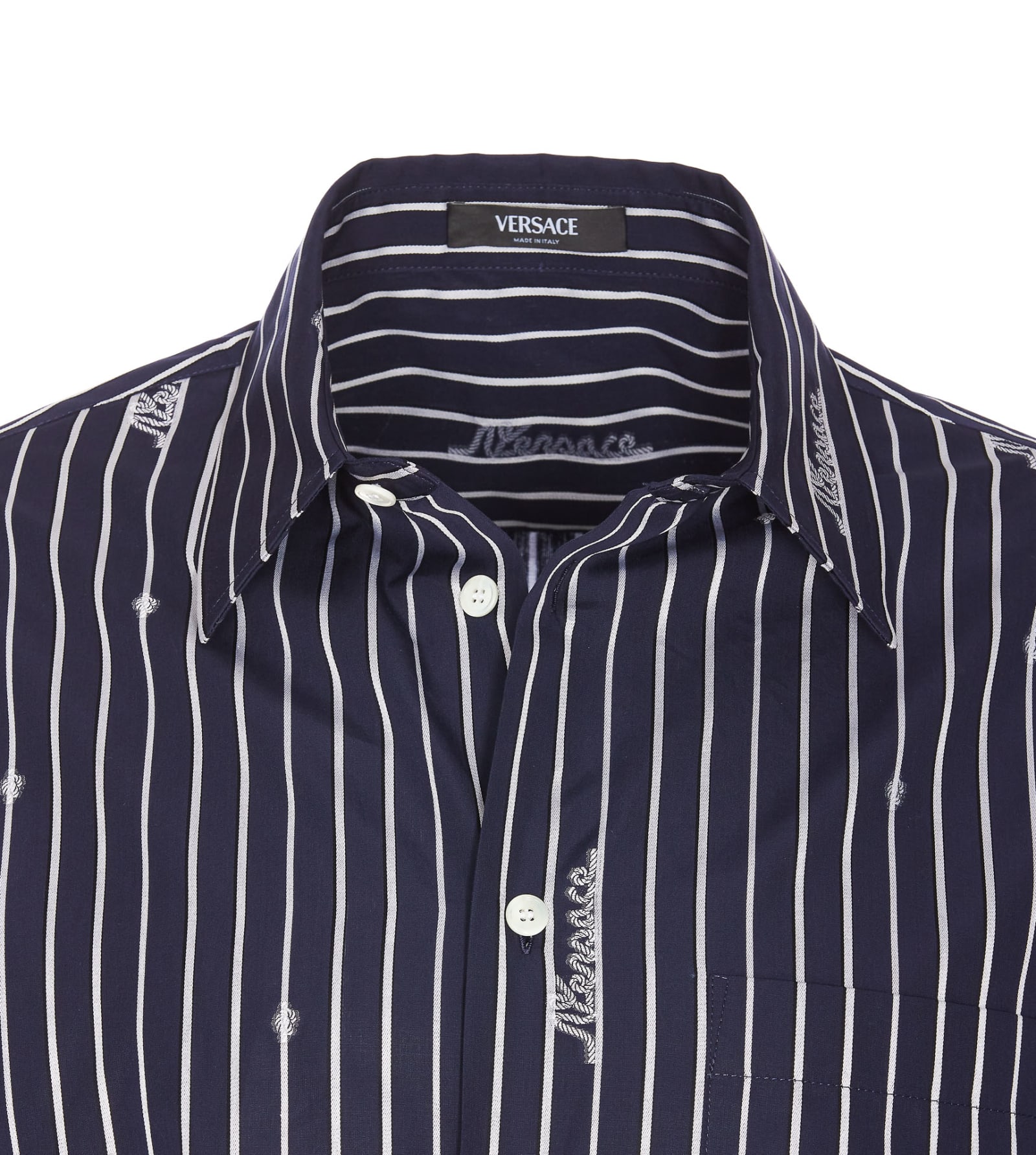 Shop Versace Nautical Stripe Shirt In Blue
