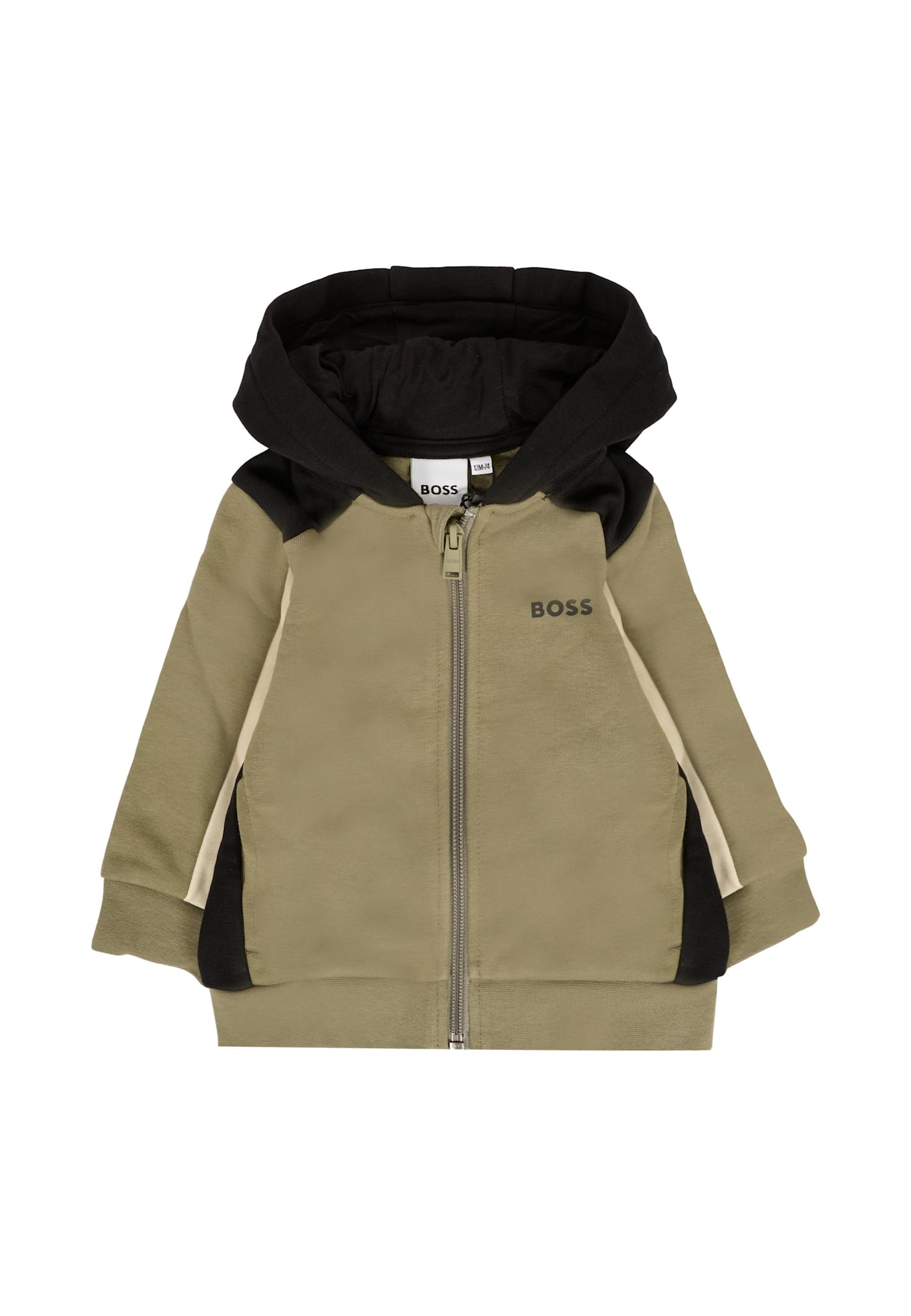 Hugo Boss Green Sweatshirt For Baby Boy With Logo In Black