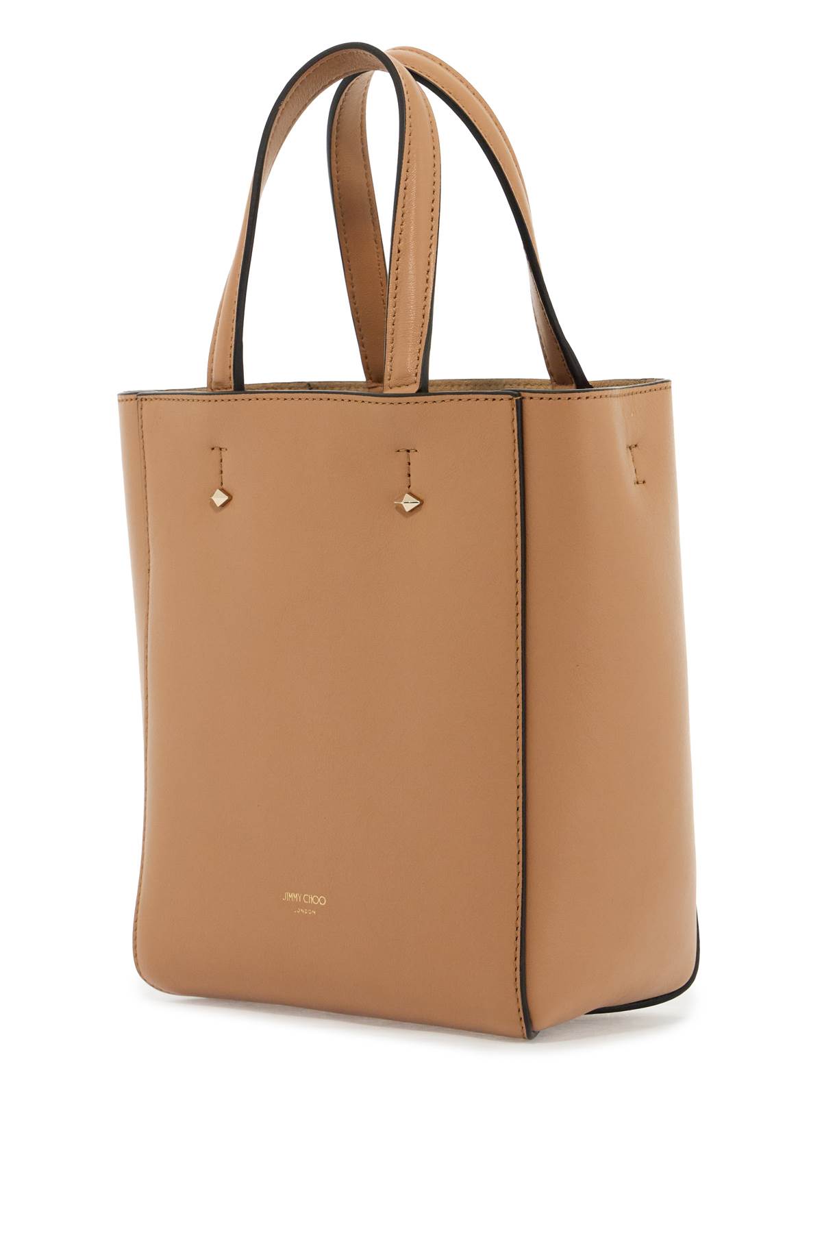 Shop Jimmy Choo Smooth Leather Lenny N/s Tote Bag. In Biscuit Light Gold (beige)