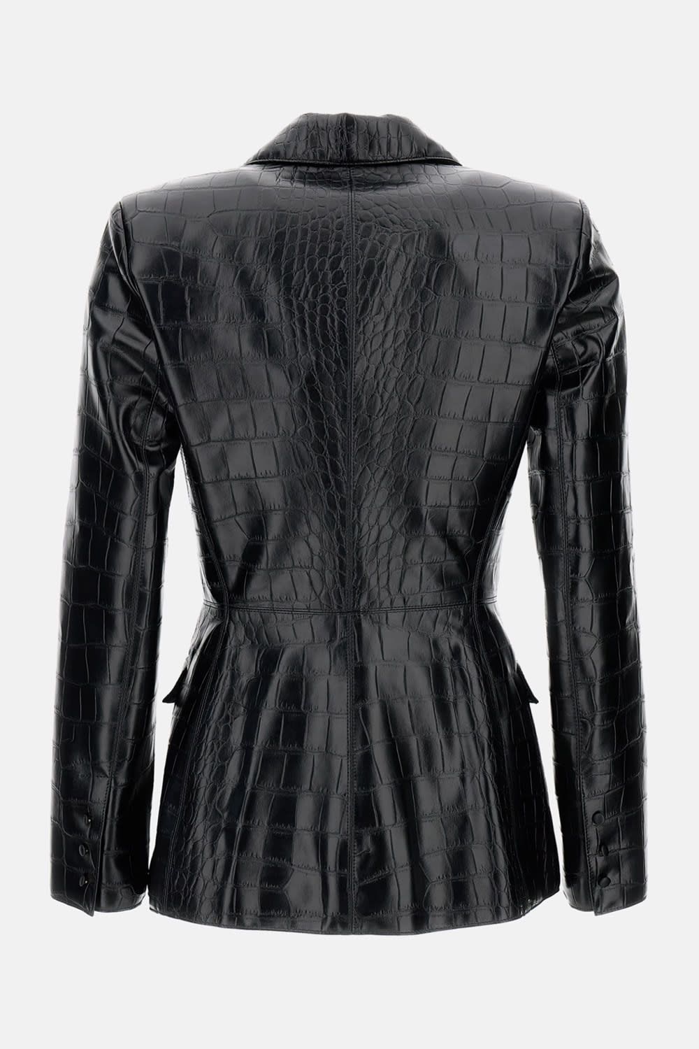 Elisabetta Franchi Crocodile Print Blazer In Black
