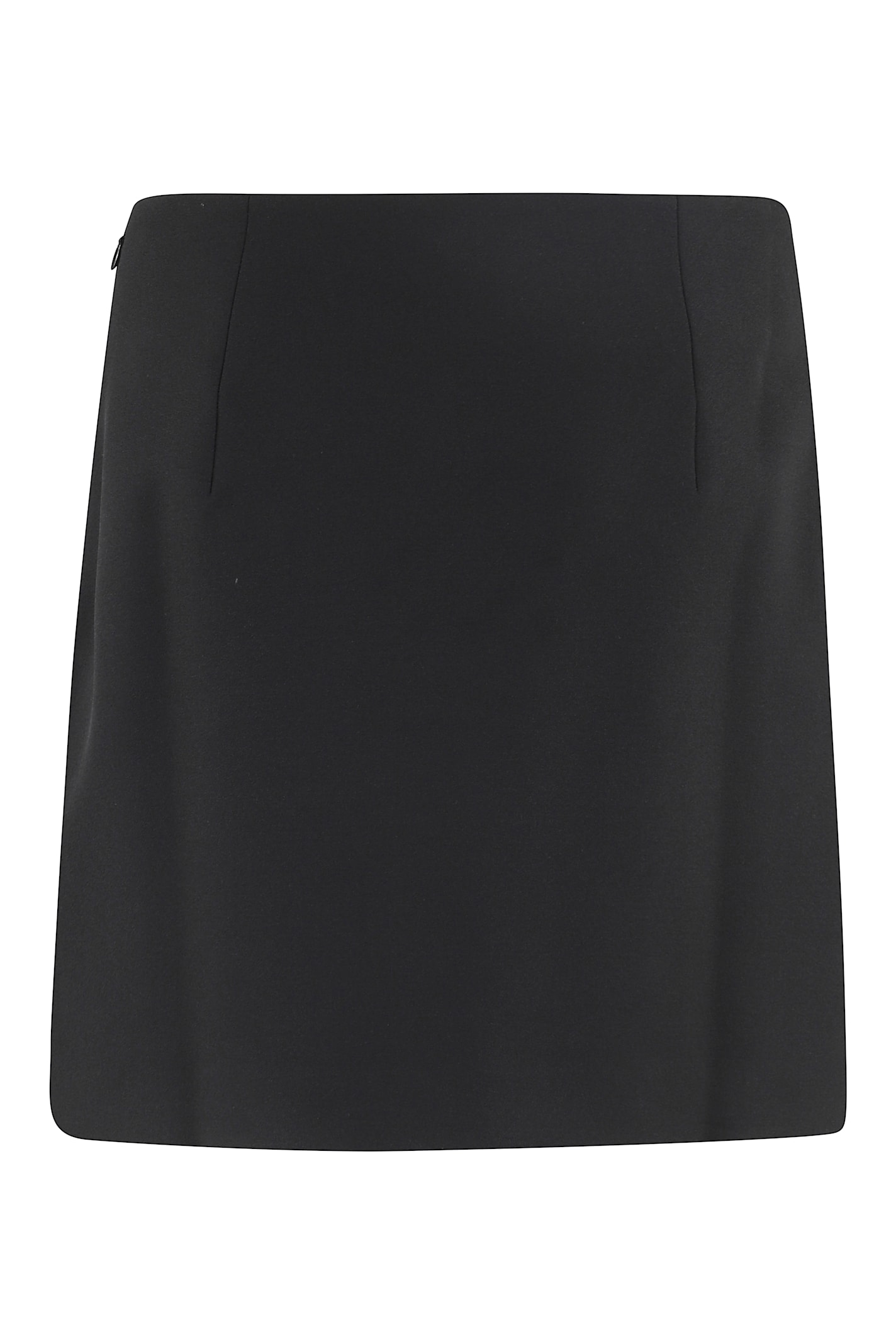 The Andamane Fitted Black Mini Skirt With Subtle Slit Detail In Black
