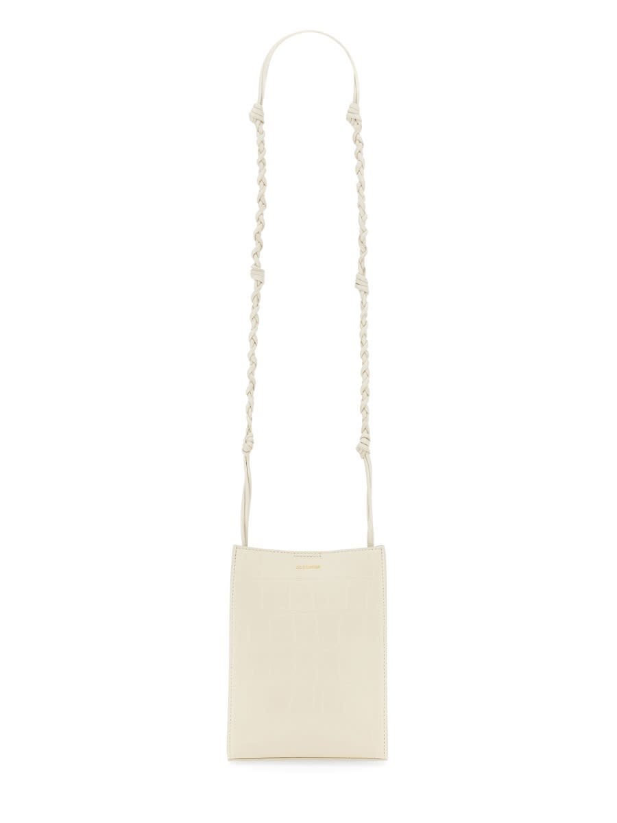 Jil Sander Tangle Leather Crossbody Bag In White