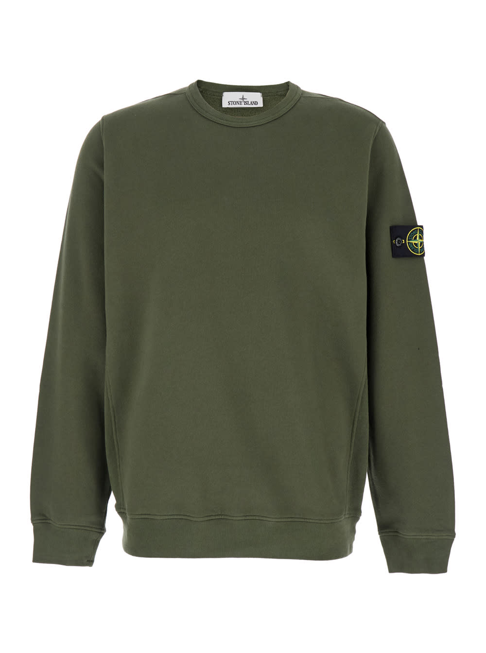 Green Crewneck Sweatshirt With Logo Patch In Cotton Man