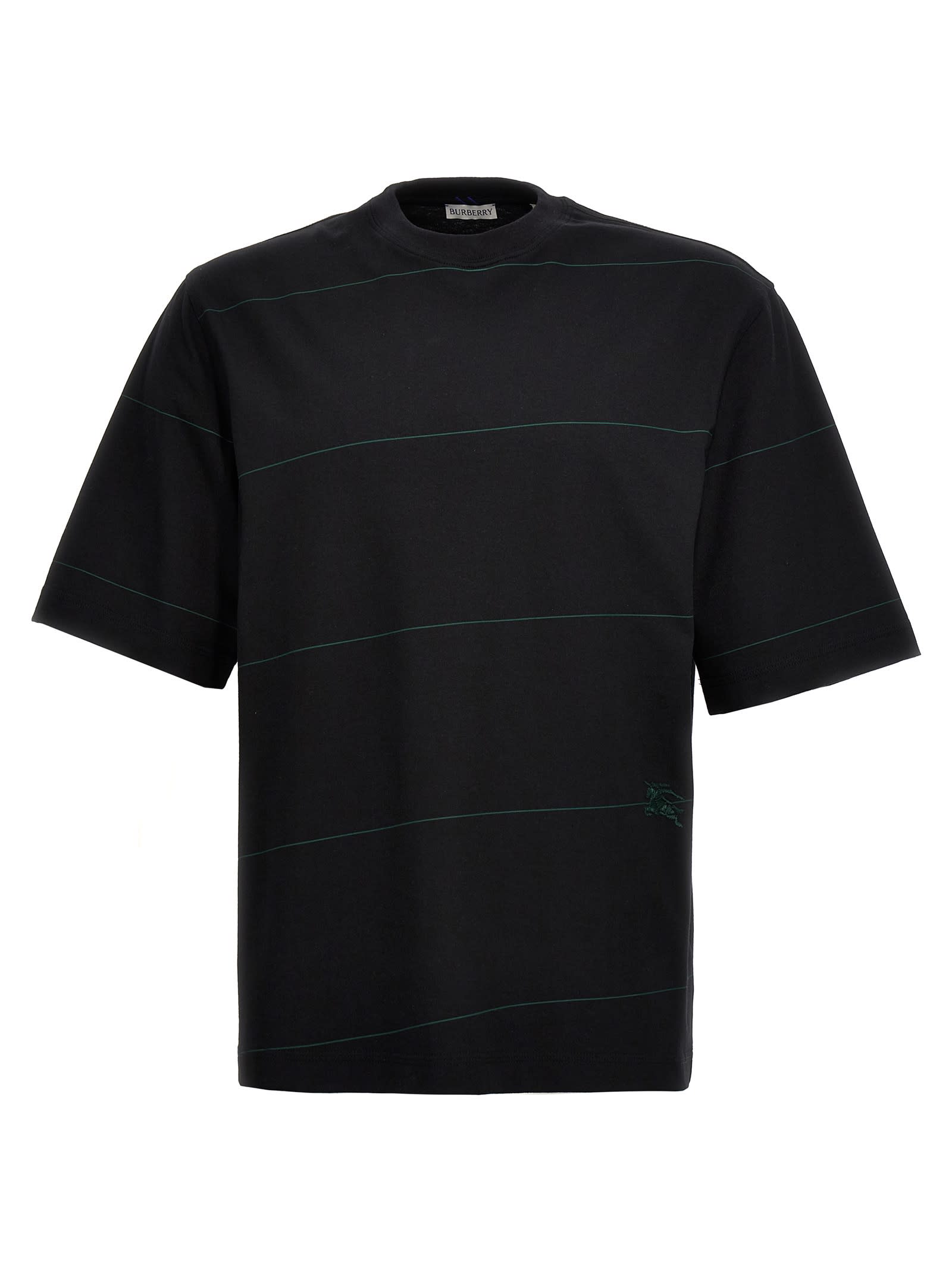 Burberry Logo Embroidery Striped T-shirt