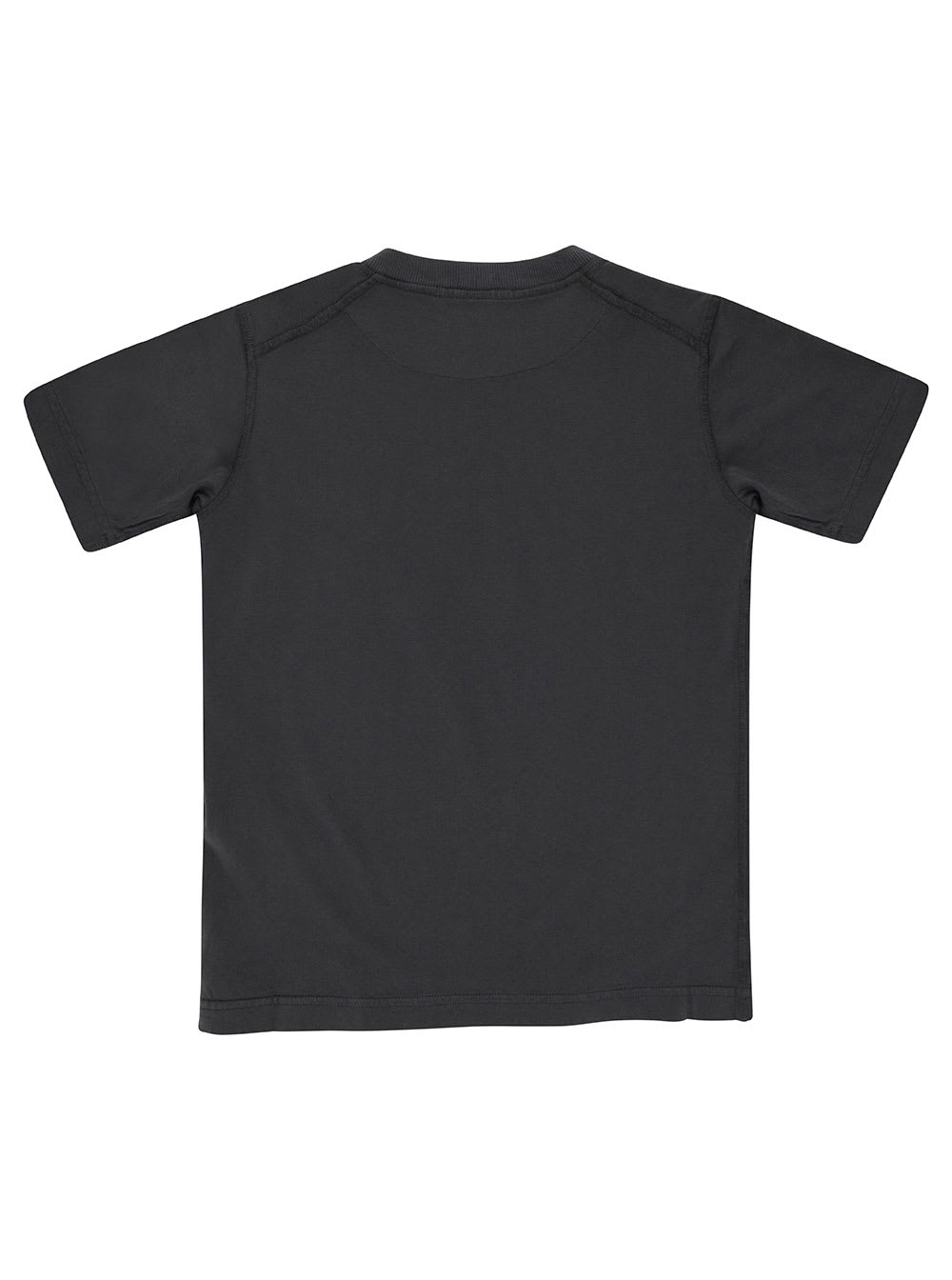 Shop Stone Island Junior Black Crewneck T-shirt With Logo Patch In Cotton Boy In Multicolor